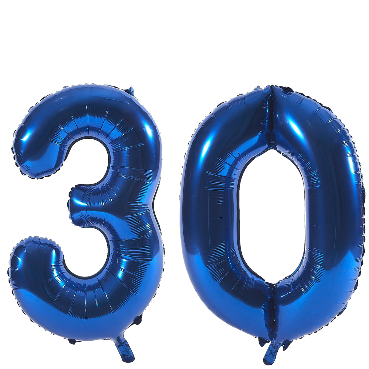 Age 30 Giant Foil Helium Numeral Balloons - Blue (deflated)