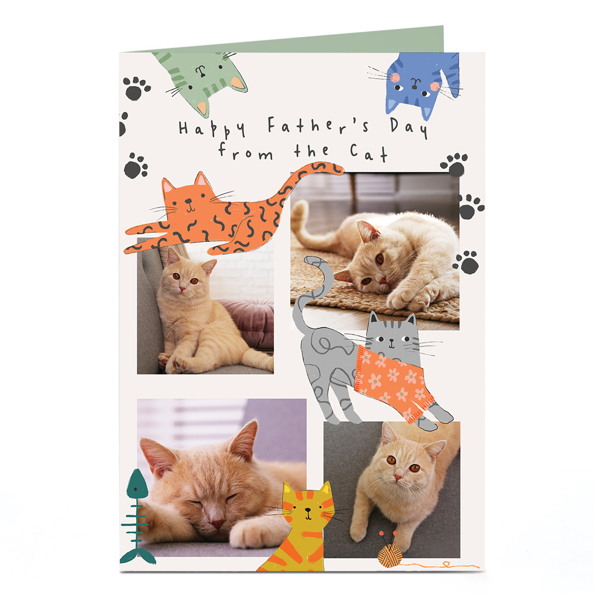 Photo Father's Day Card - Cats and Pawprints, From the Cat