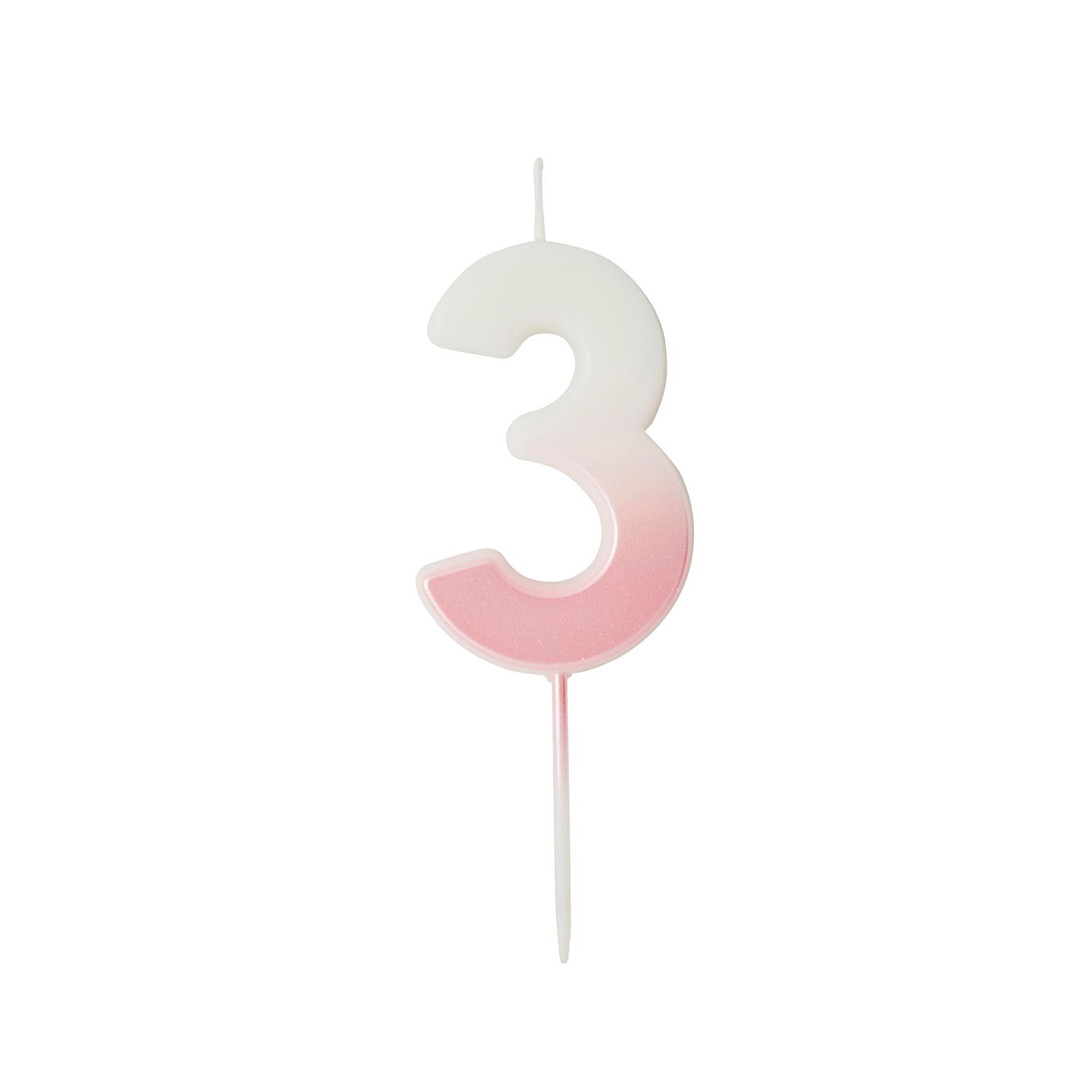 Pink Ombre Number Cake Candle (0-9)