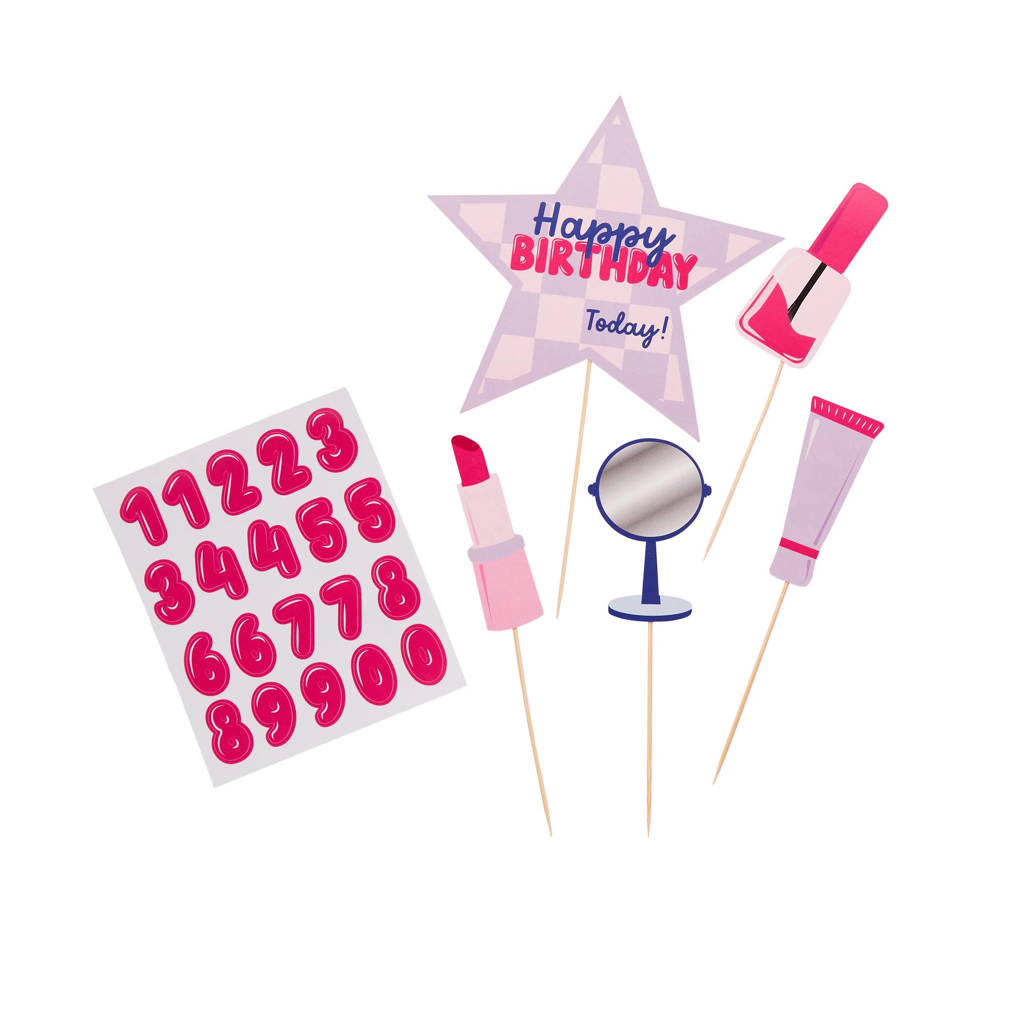 Pamper Party Happy Birthday Card Cake Topper Set 