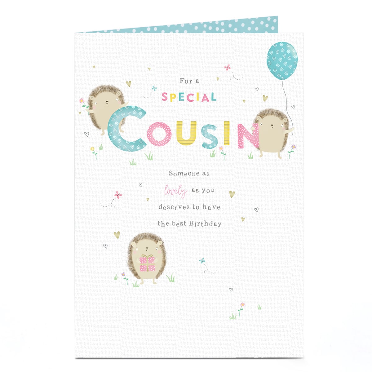 Birthday Card - Cute Hedgehogs, Cousin