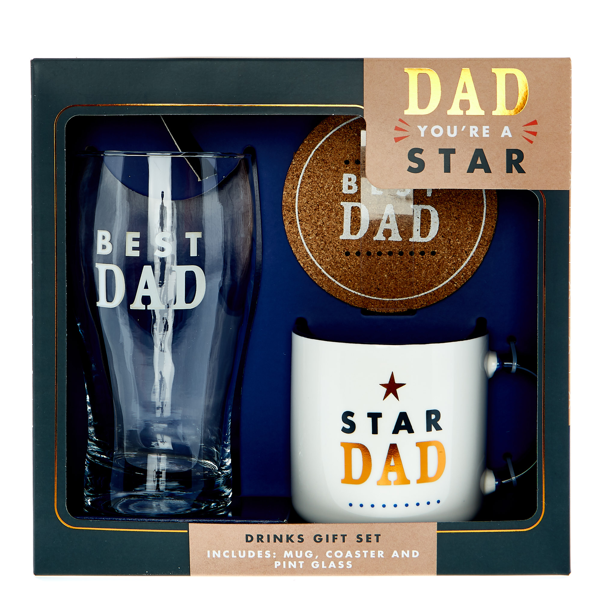 Star Dad Mug, Coaster & Pint Glass Gift Set