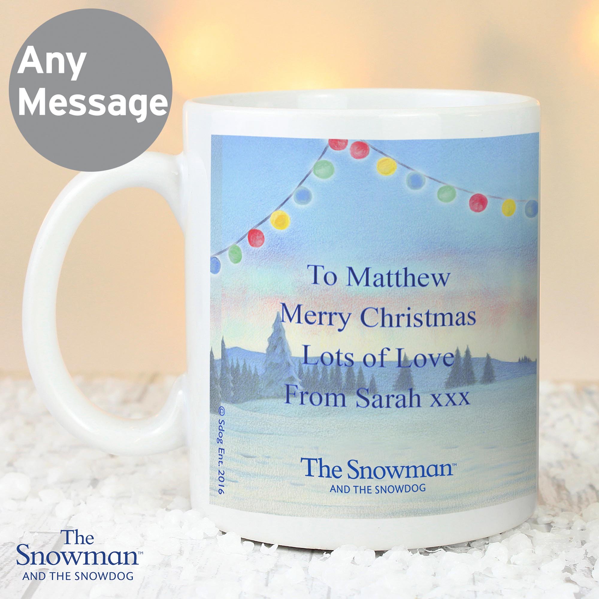 Personalised Traditional The Snowman & the Snowdog Mug