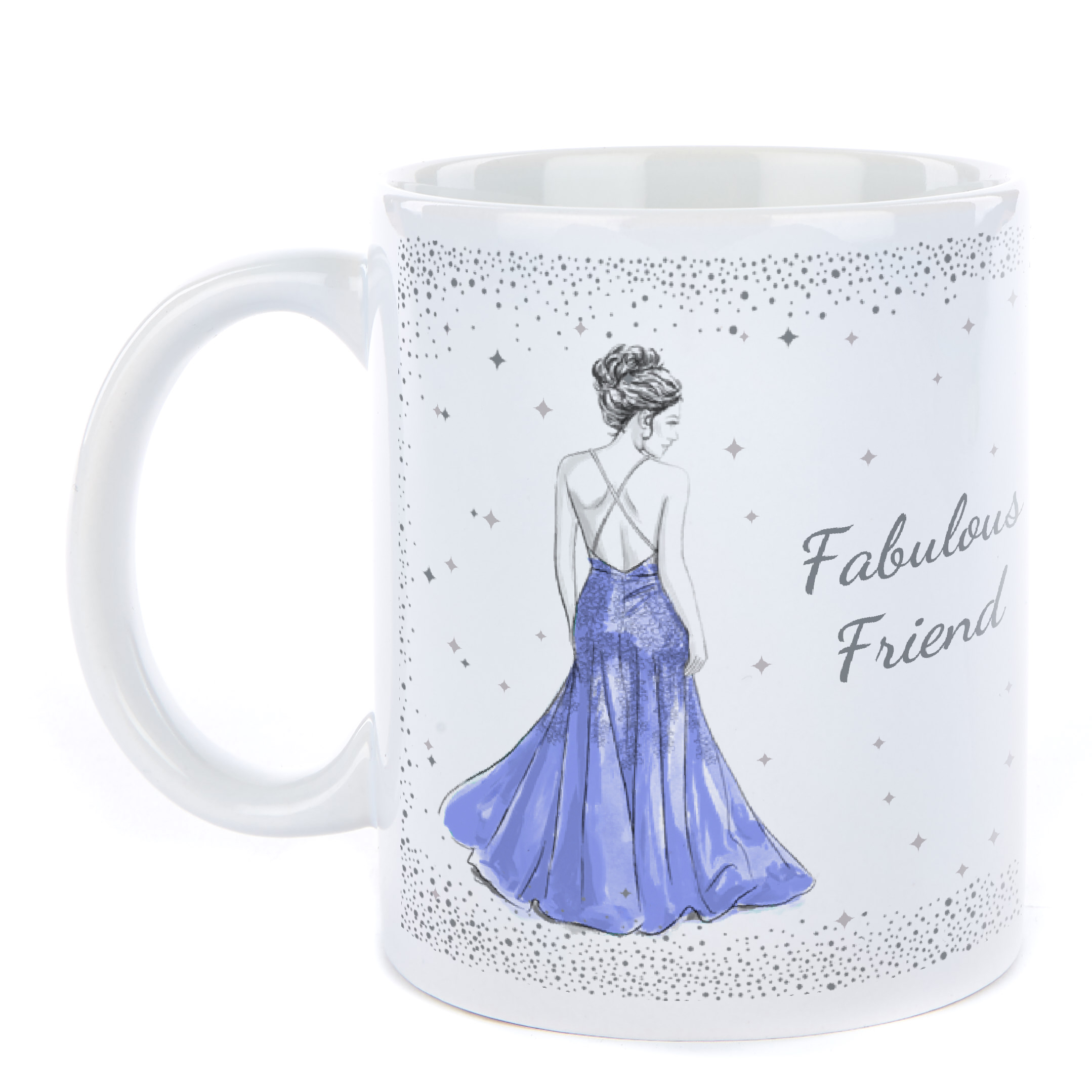 Personalised Birthday Mug - Blue Lady, Editable Age & Recipient