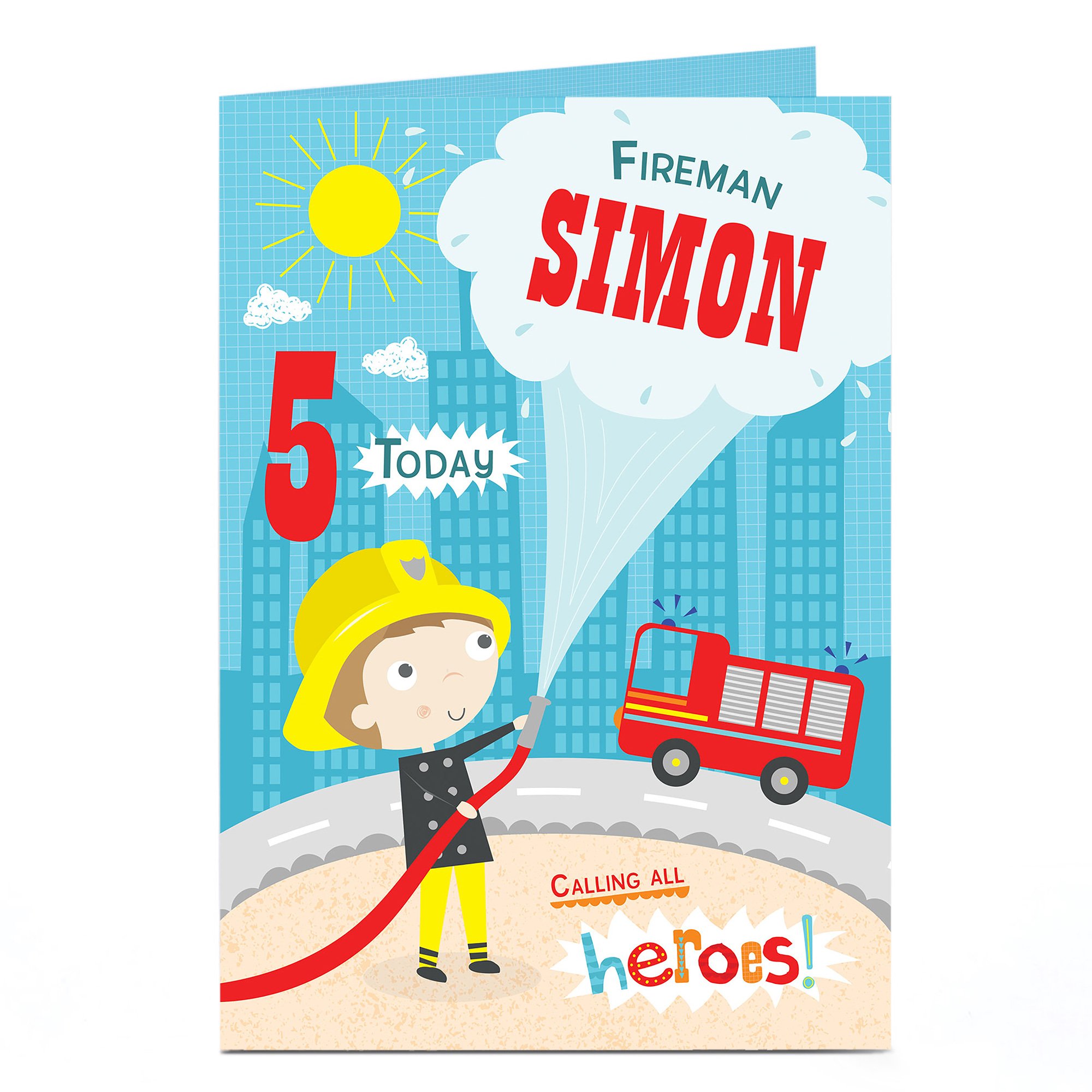 Personalised Editable Age Birthday Card - Fireman