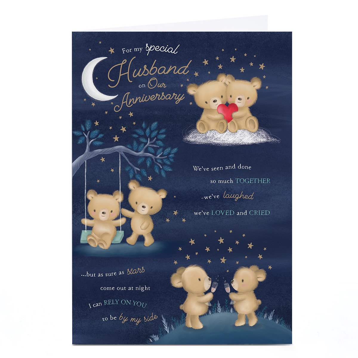Personalised Anniversary Card - Cute Bears, Husband