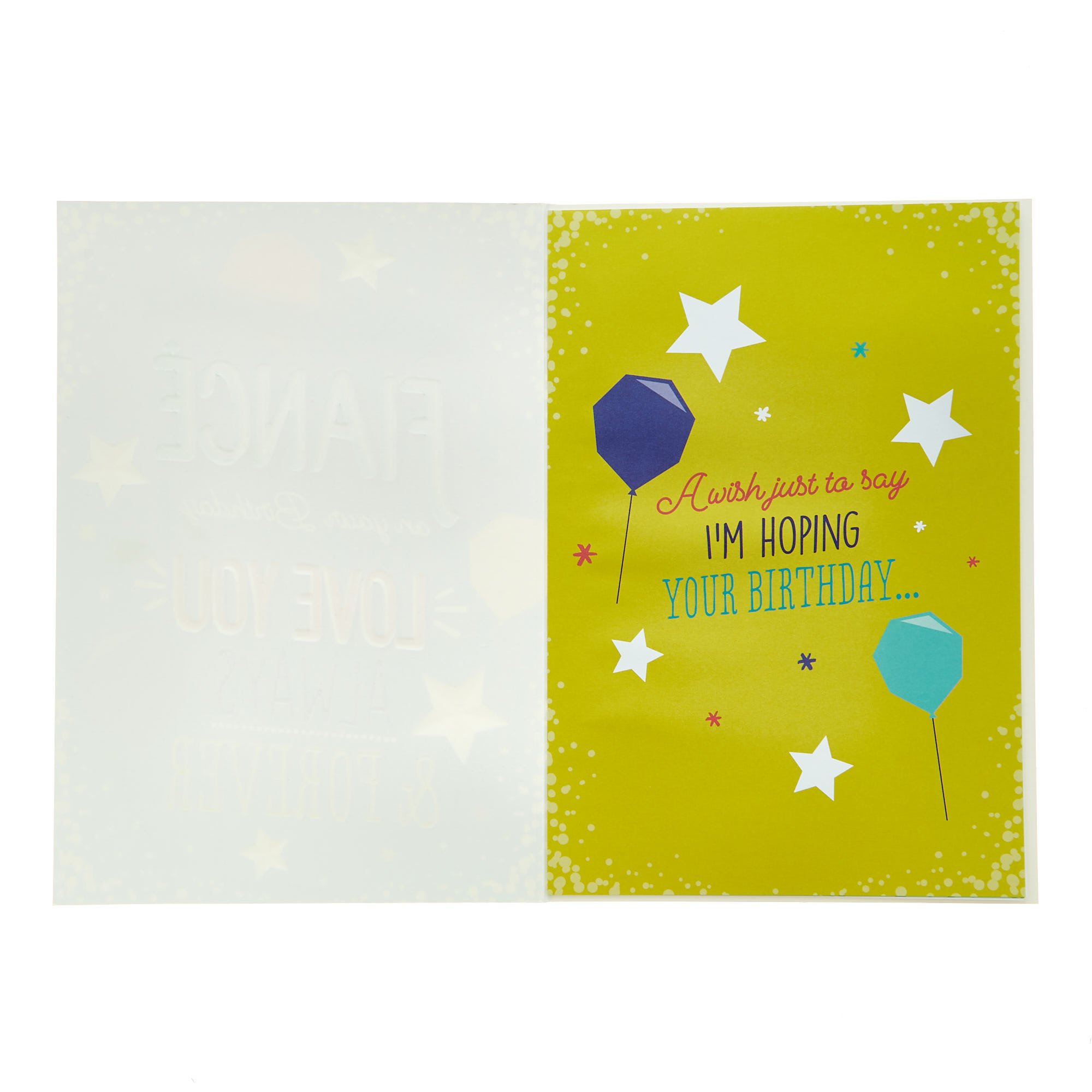 Fiancé Love You Always Iridescent Birthday Card