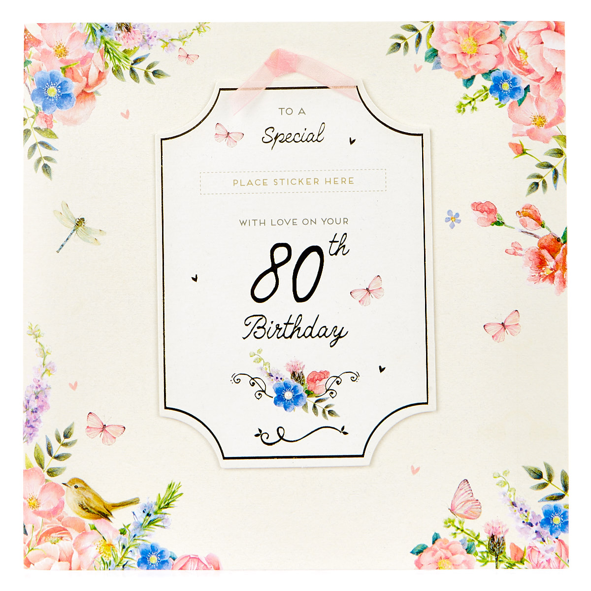 Exquisite Collection 80th Birthday Card - Any Female Recipient (Stickers Included) 