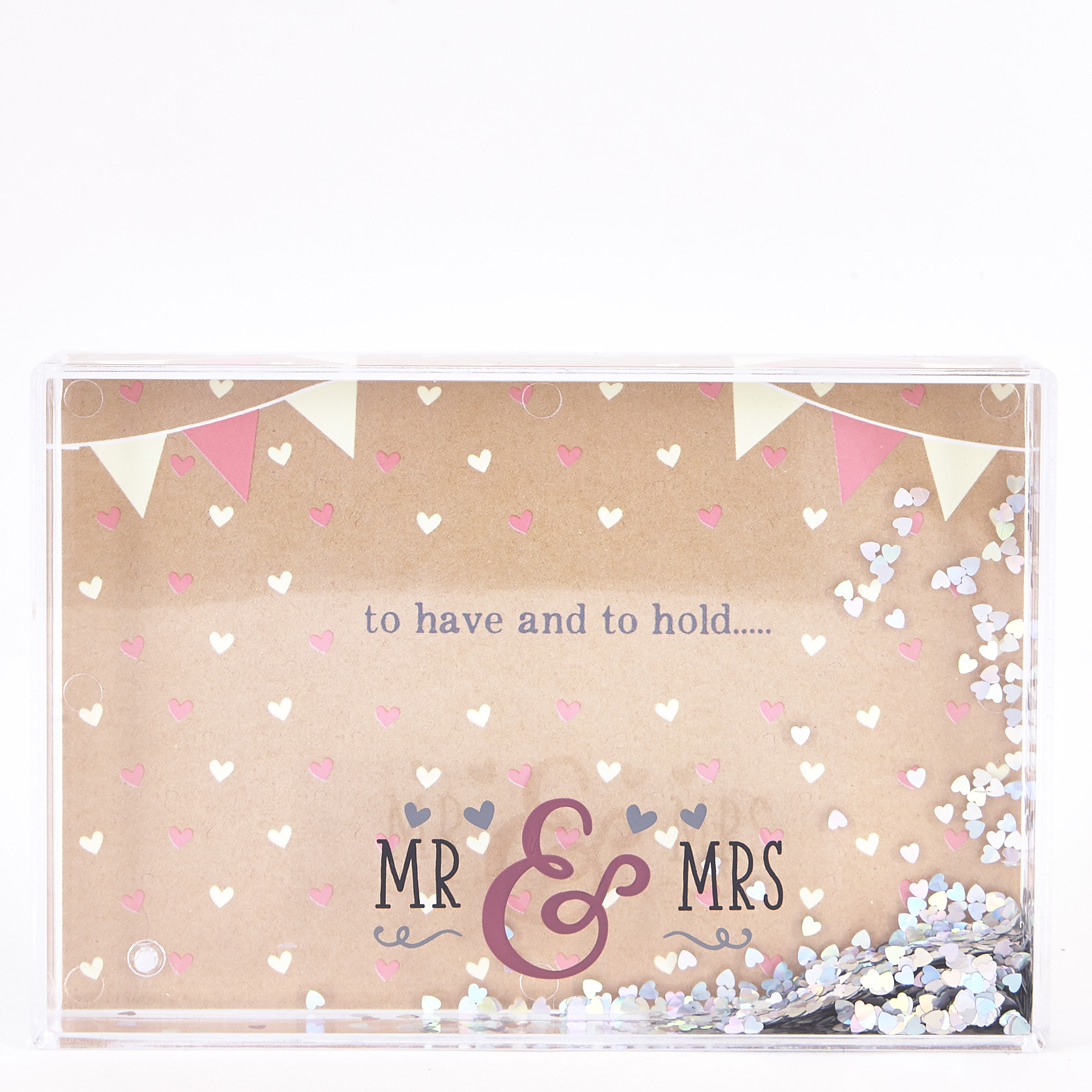 Mr & Mrs Glitter Heart Water Photo Frame