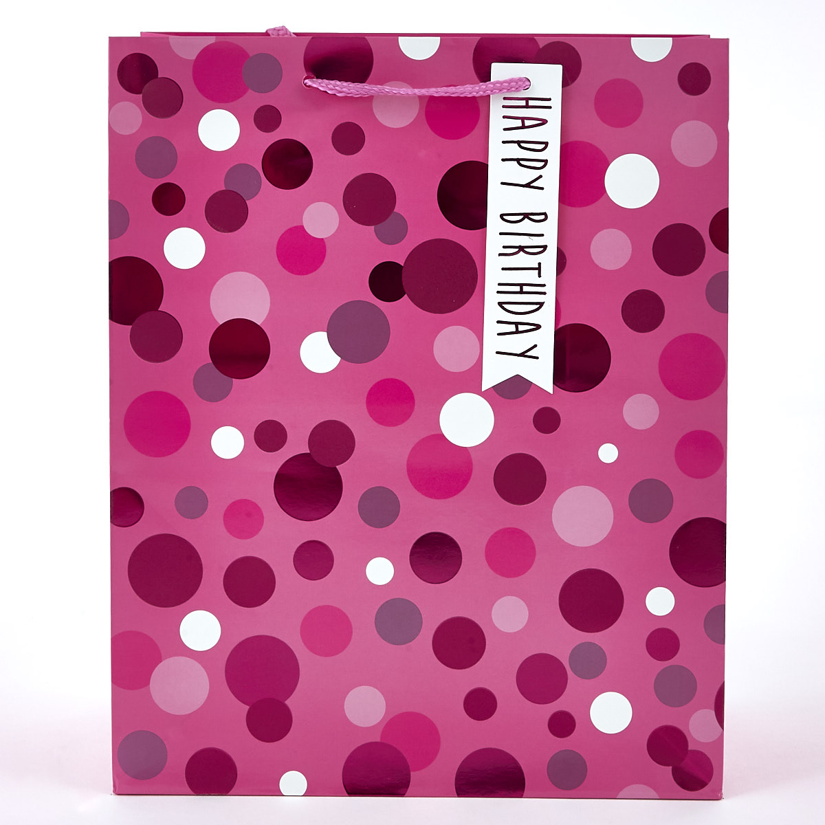 Large Portrait Pink Sparkle-Spotted Birthday Gift Bag