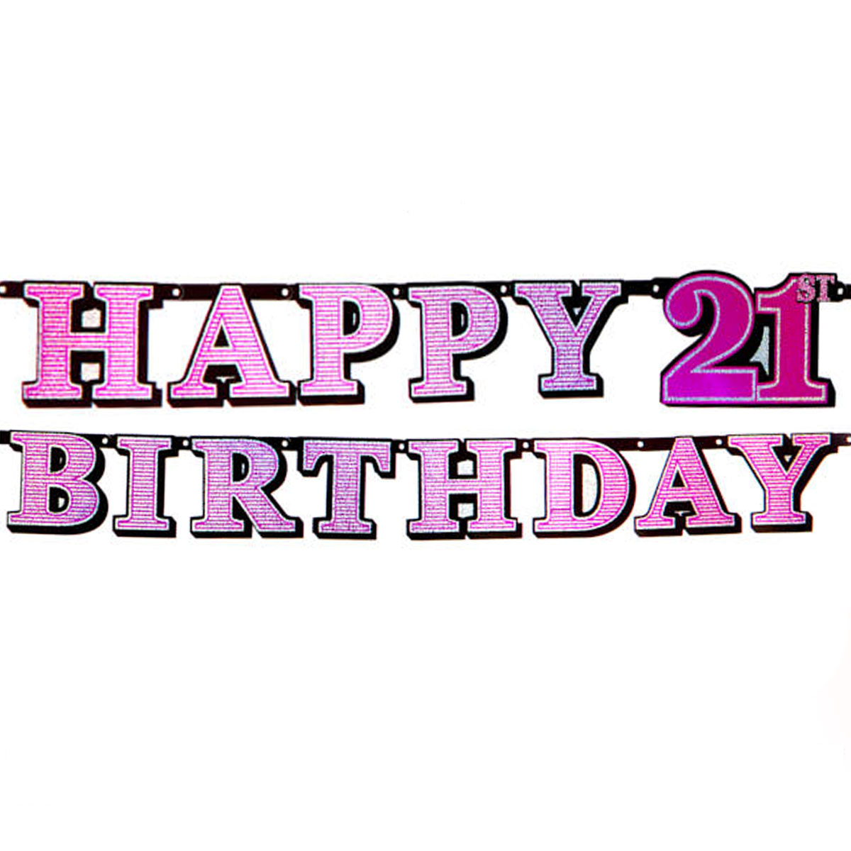 Pink Holographic 21st Birthday Banner