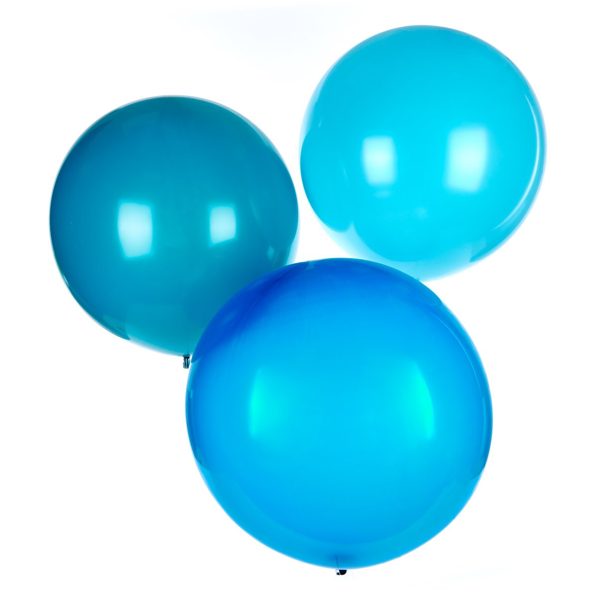 Pack of 3 Helium-Quality 24-Inch Latex Balloons - Teal & Blue 