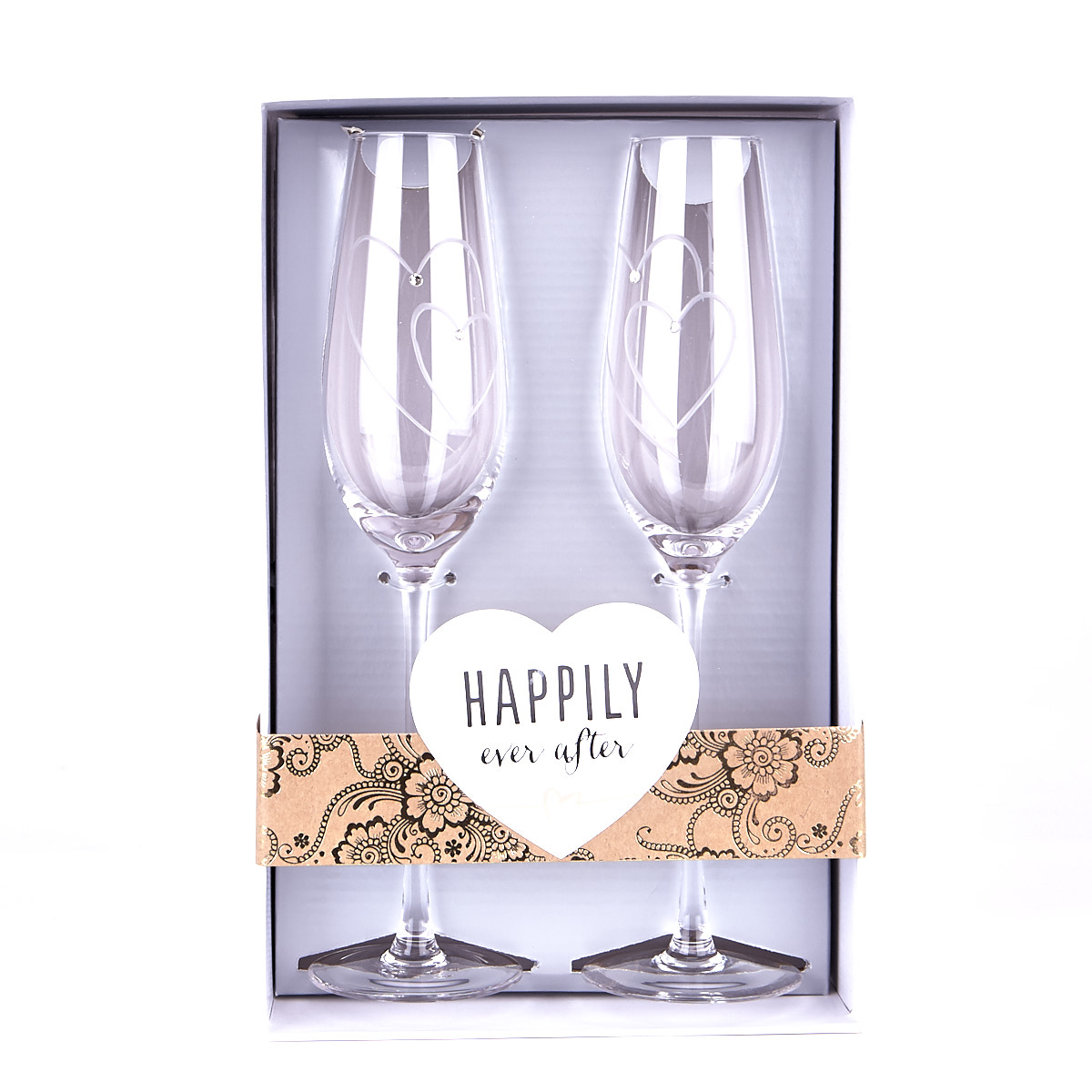 Diamante Wedding Champagne Flutes With Keepsake Box 