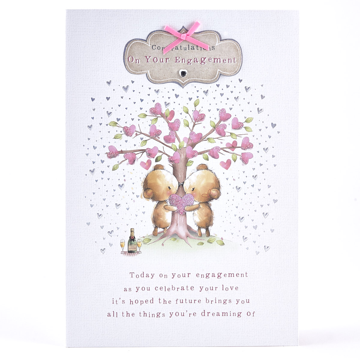 Engagement Card -Bears Kissing Under Heart Tree
