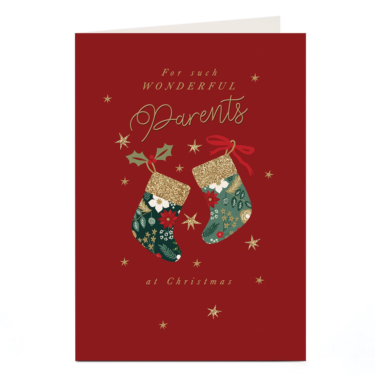 Christmas Card - Floral Stockings, Wonderful Parents