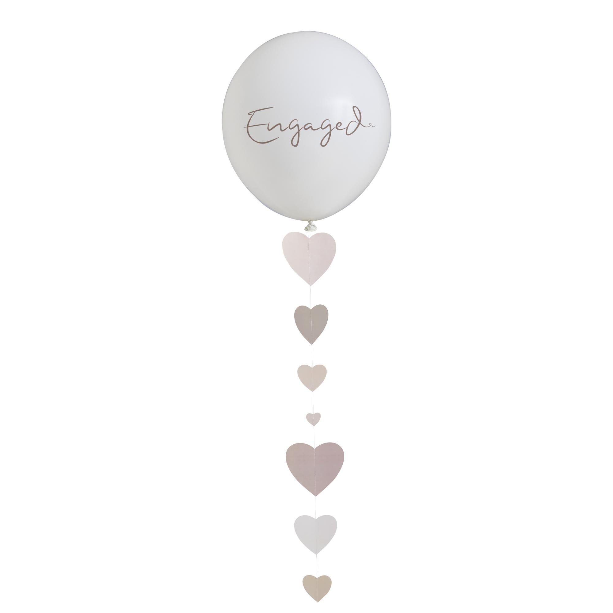 Engaged 18-Inch Latex Balloon & Trailing Heart Tail