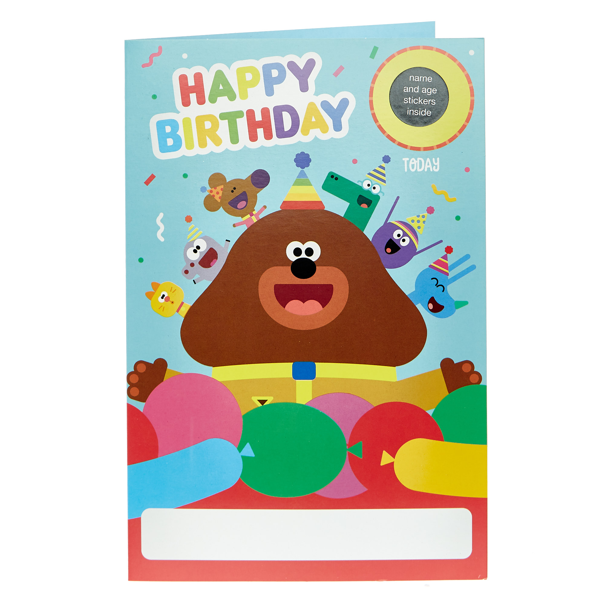 Hey Duggee Birthday Card - Name & Age Stickers