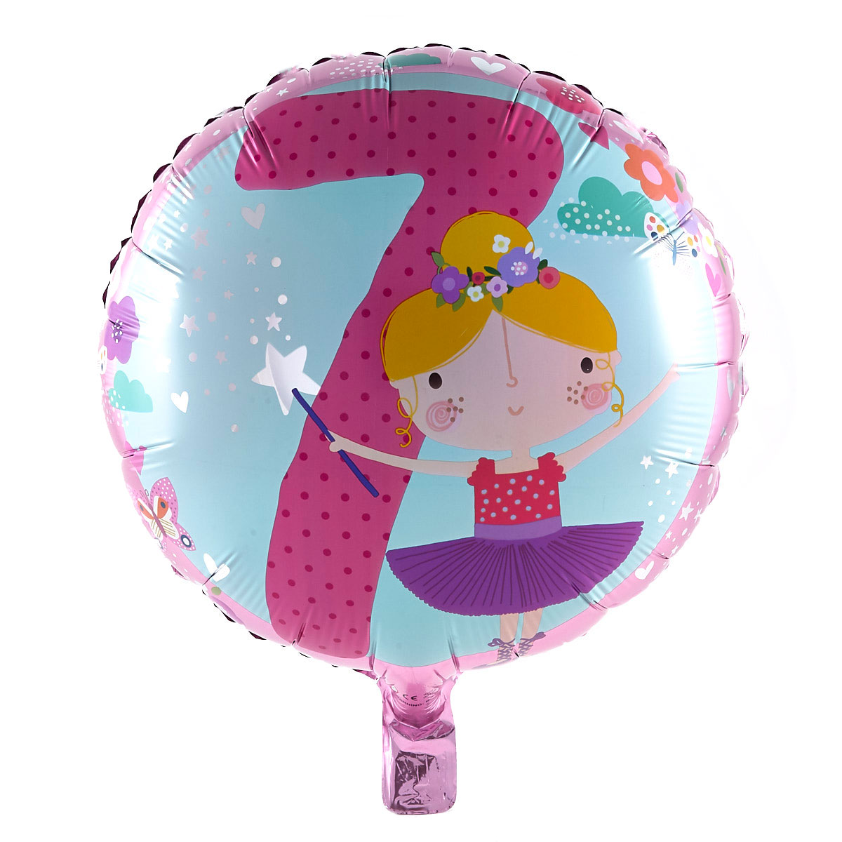 7th Birthday Ballerina Foil Helium Balloon