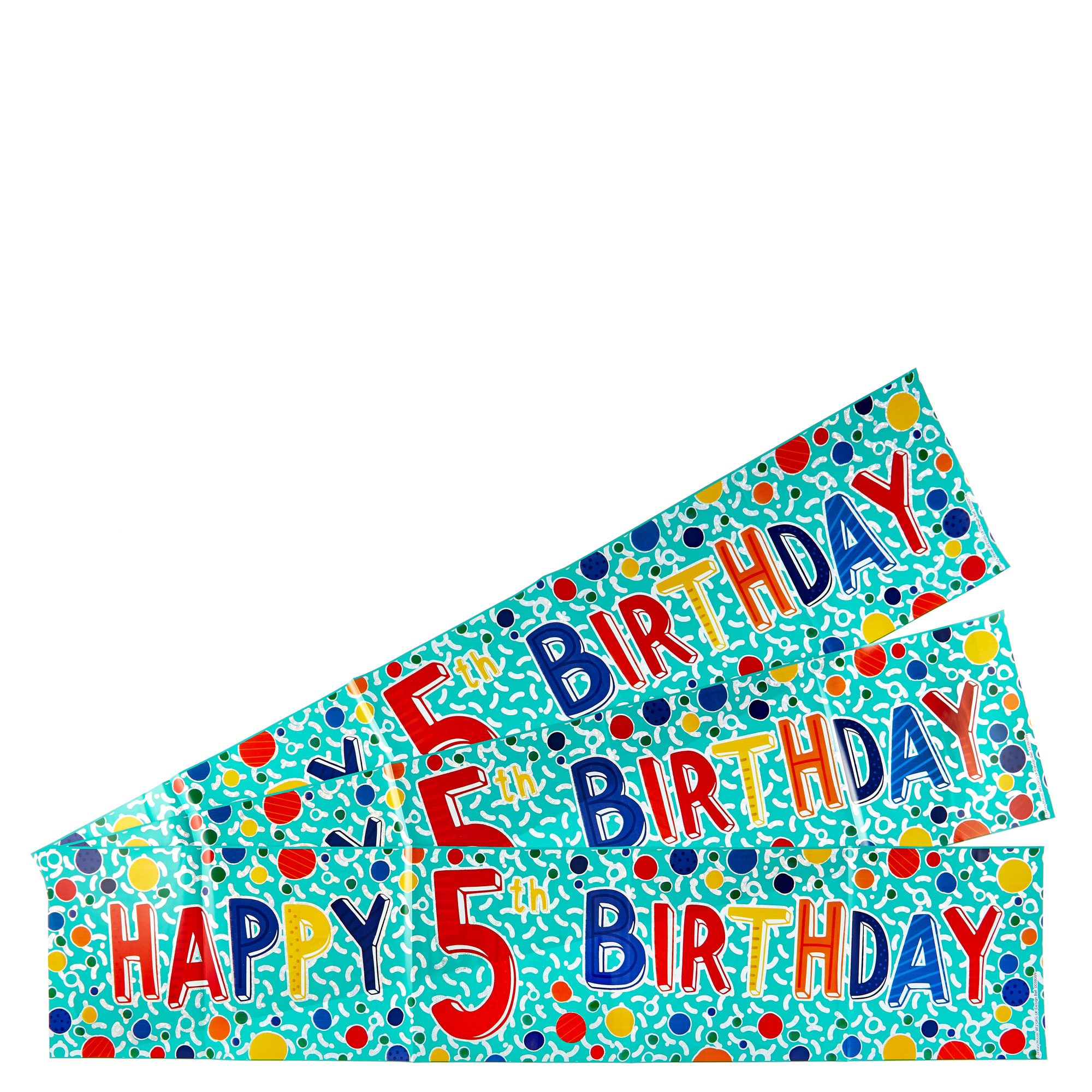 Holographic 5th Birthday Party Banners - Pack Of 3 