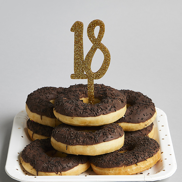 Metallic Gold Number 18 Glitter Acrylic Cake Topper 