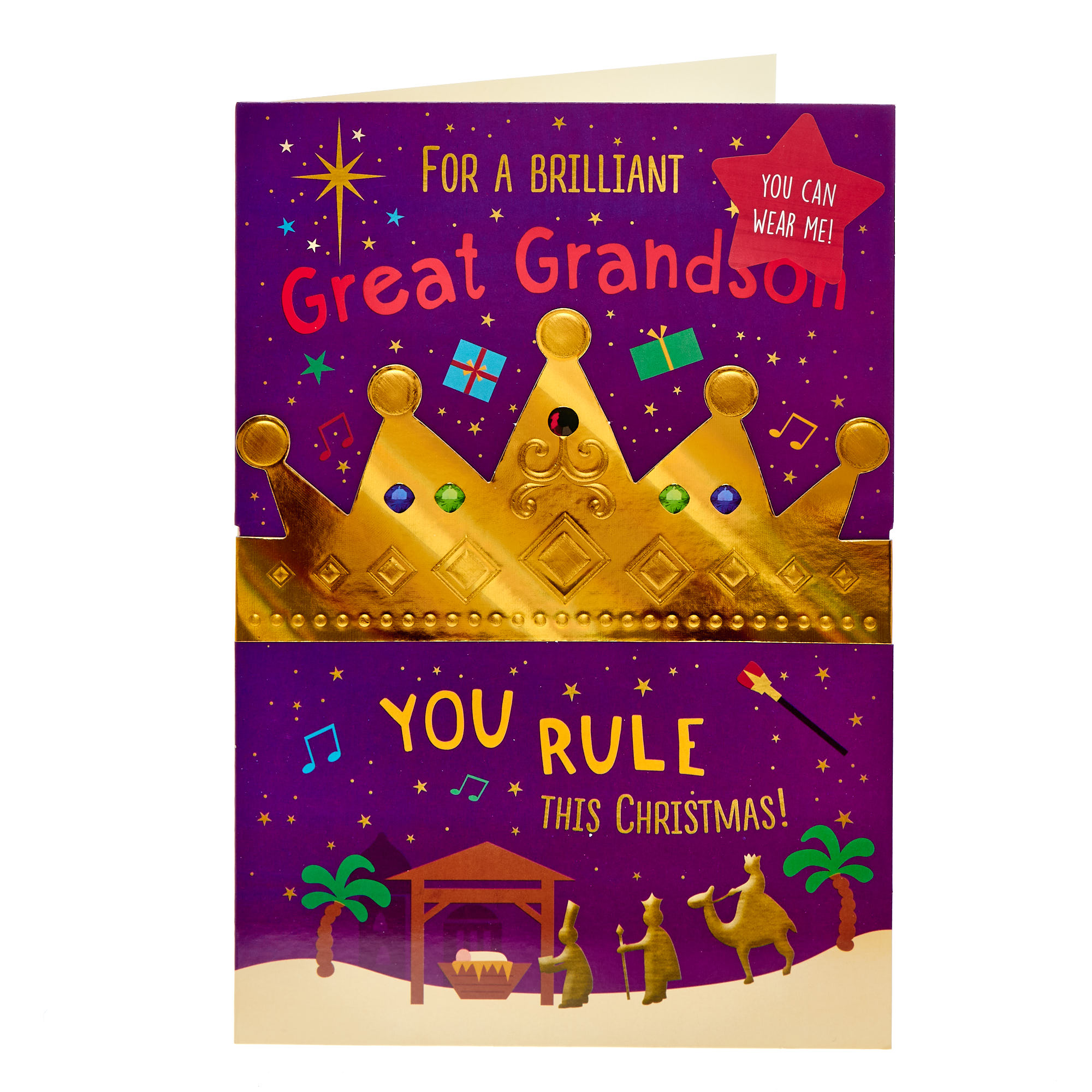 Great Grandson You Rule Christmas Card with Crown