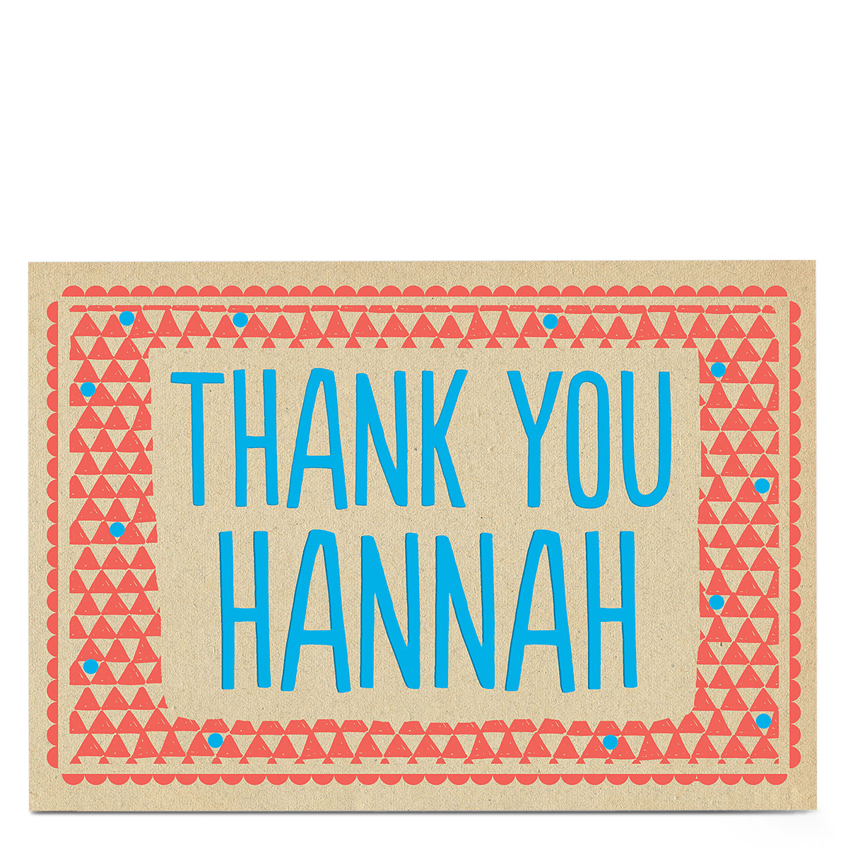 Personalised Thank You Card - Red & Blue Border