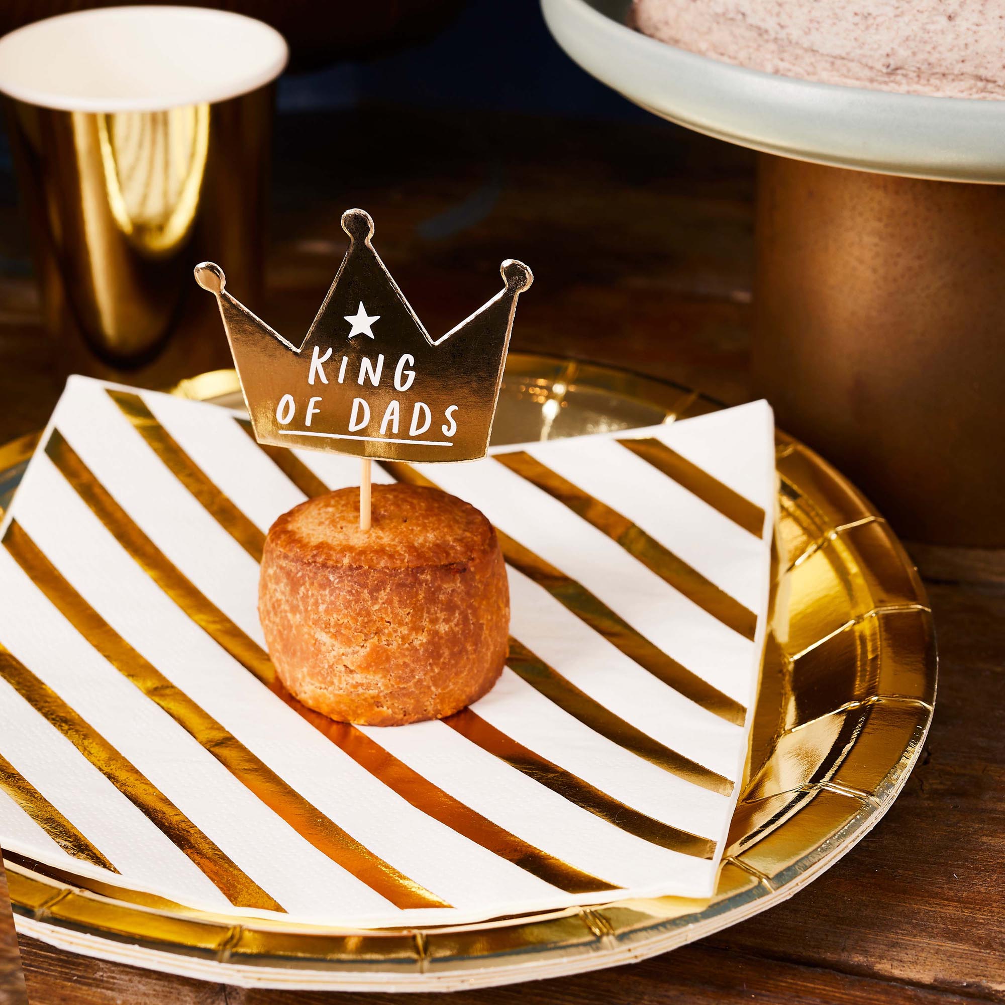 Gold King Of Dads Crown Food Picks - Pack of 12