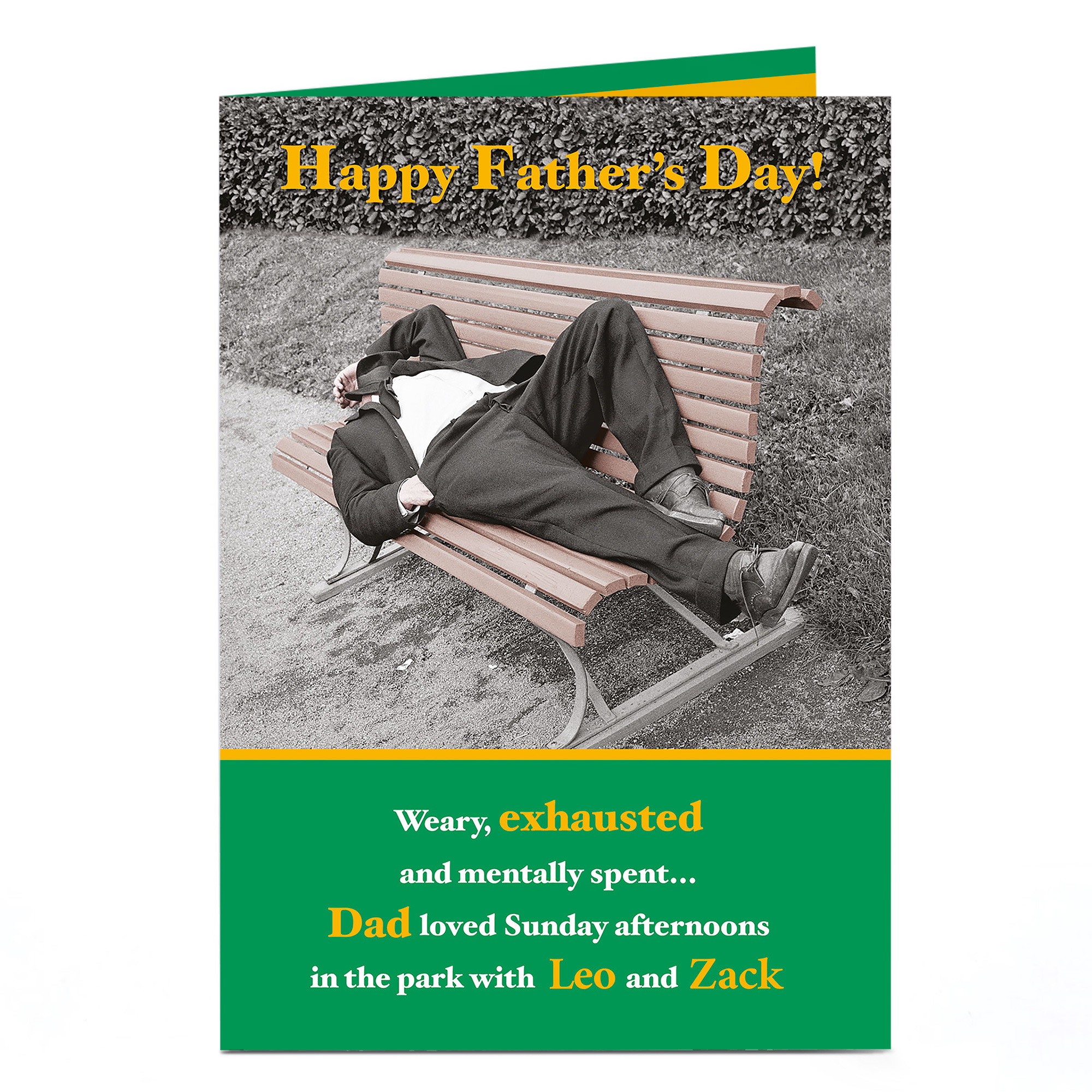 Personalised Father's Day Card - Exhausted Afternoon In The Park