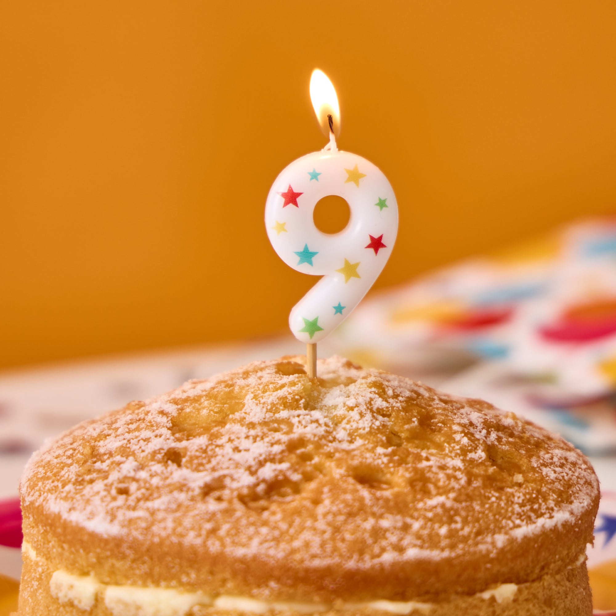 Star Print Number 9 Cake Candle