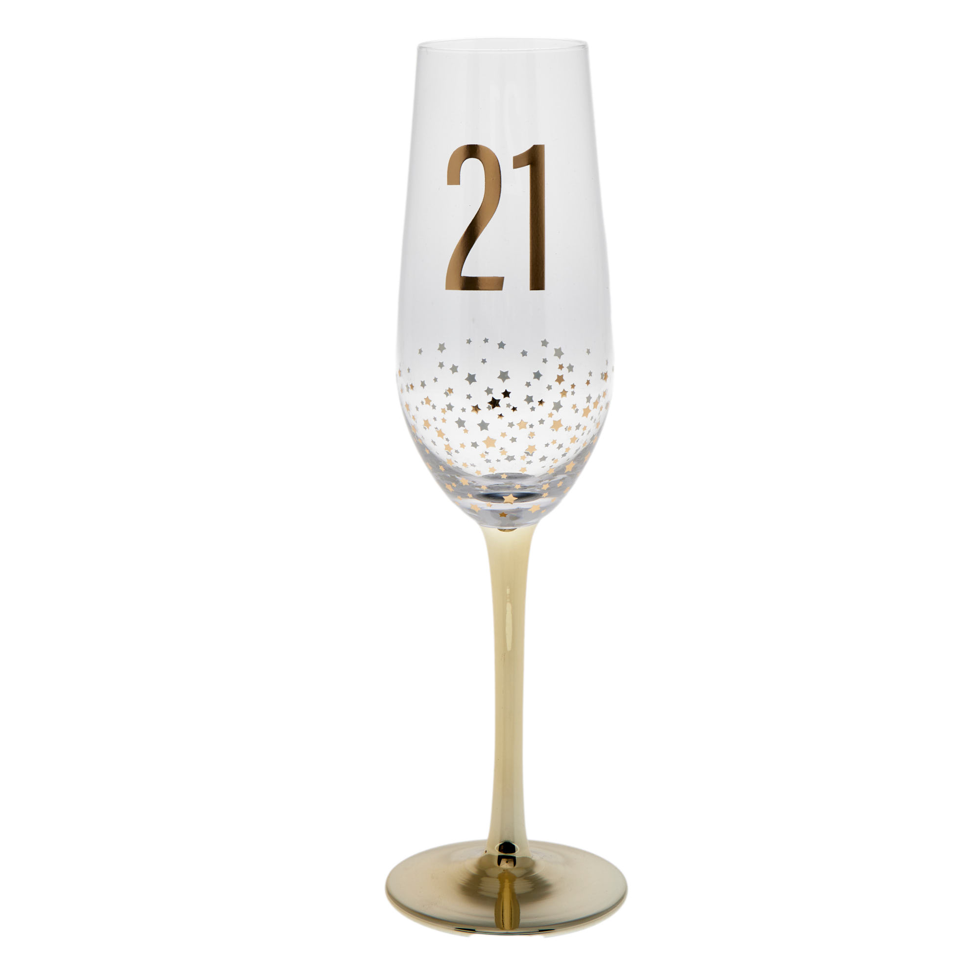 21st Birthday Gold Stars Champagne Flute