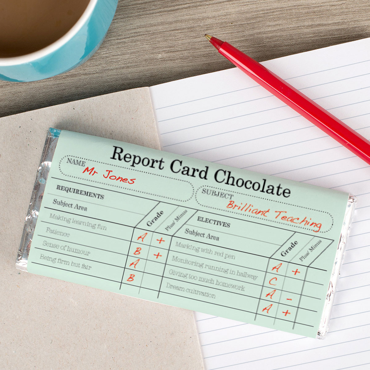 Personalised Chocolate Bar - Teacher's Report Card