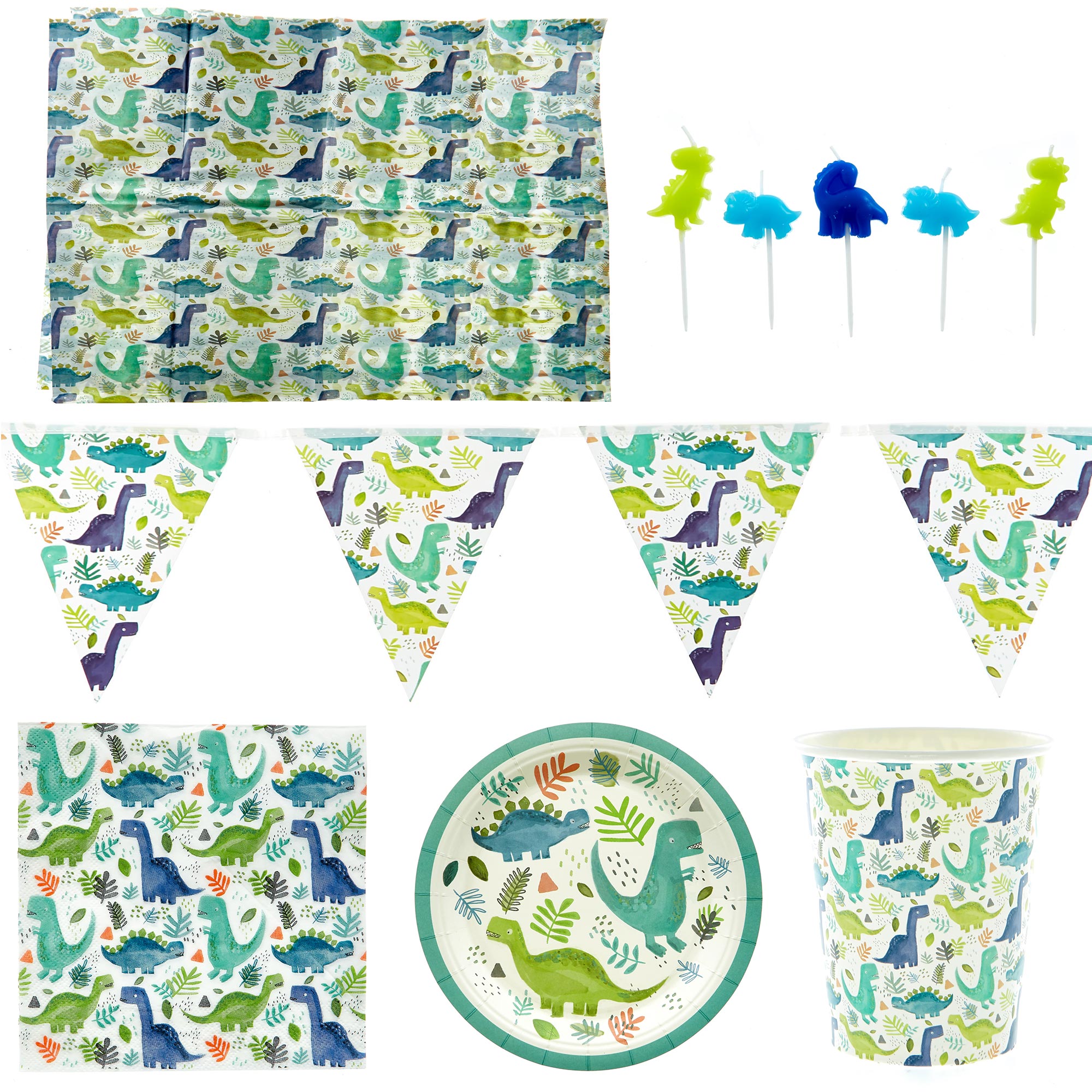 Dinosaur Party Tableware & Decorations Bundle - 8 Guests