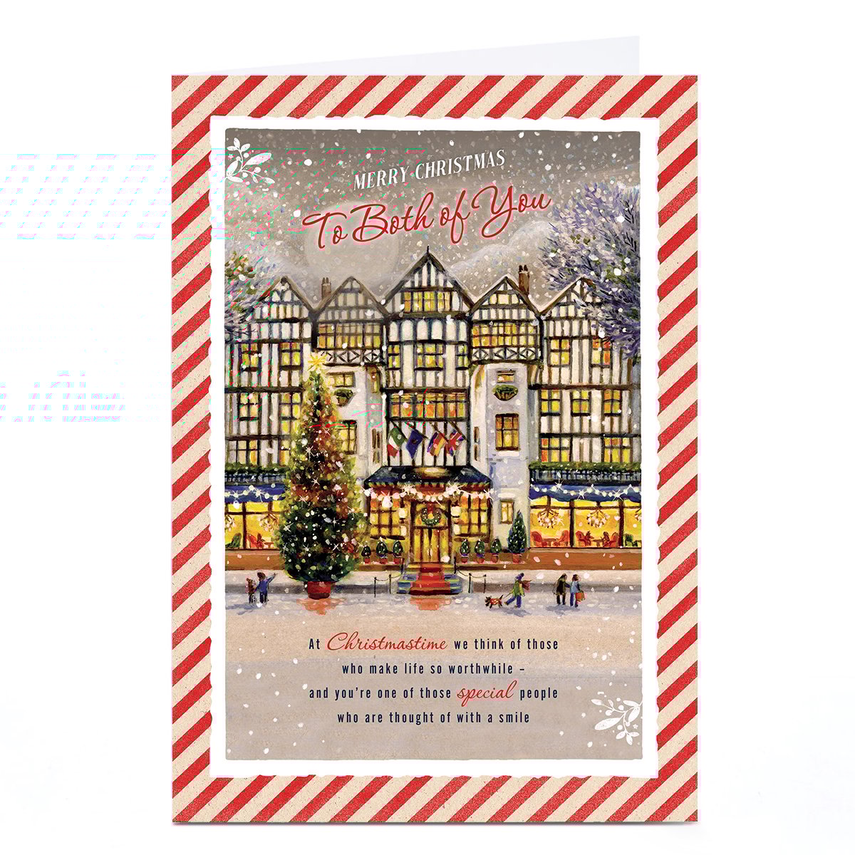 Personalised Christmas Card - Snowy Village Scene, To Both of You