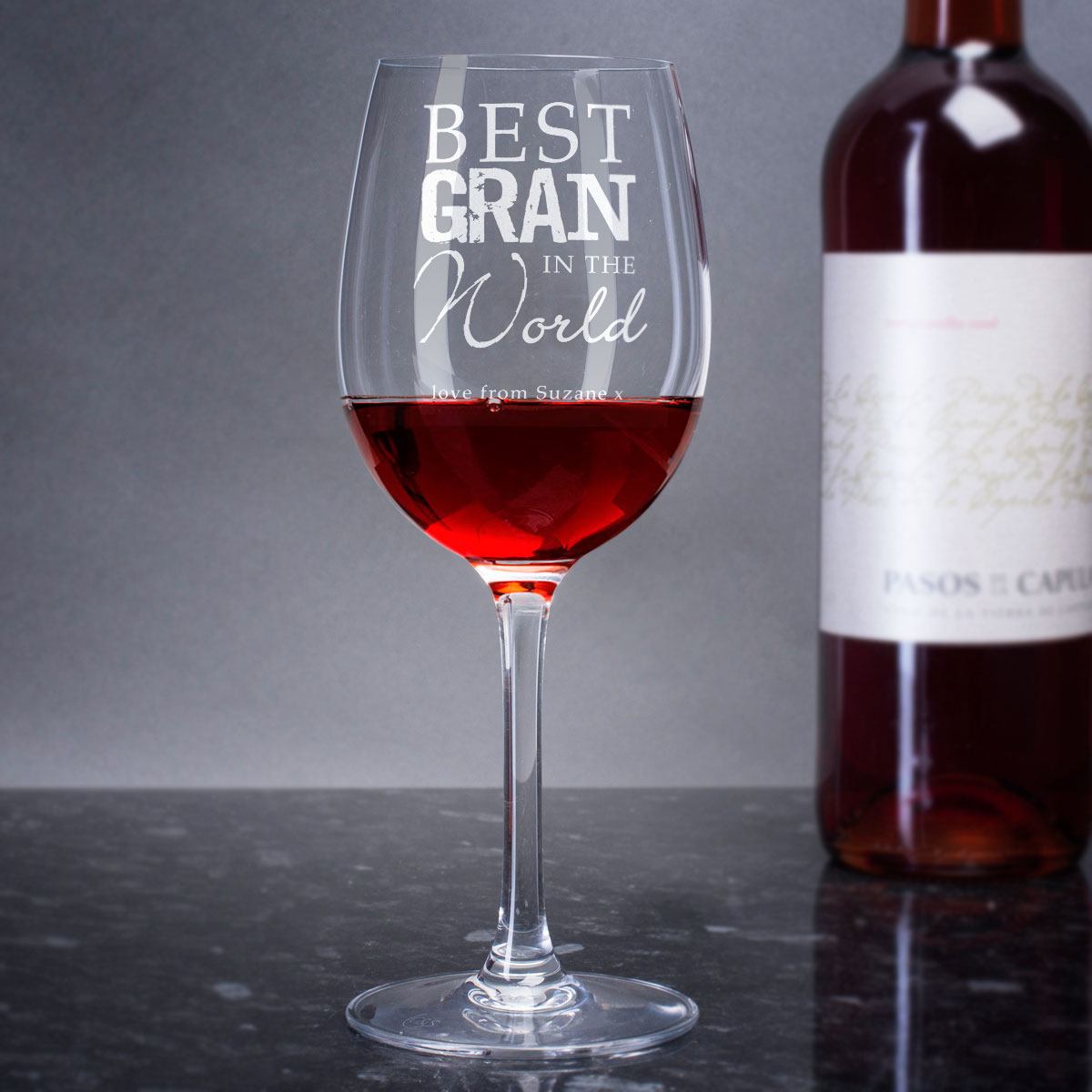 Personalised Best Gran In The World Wine Glass