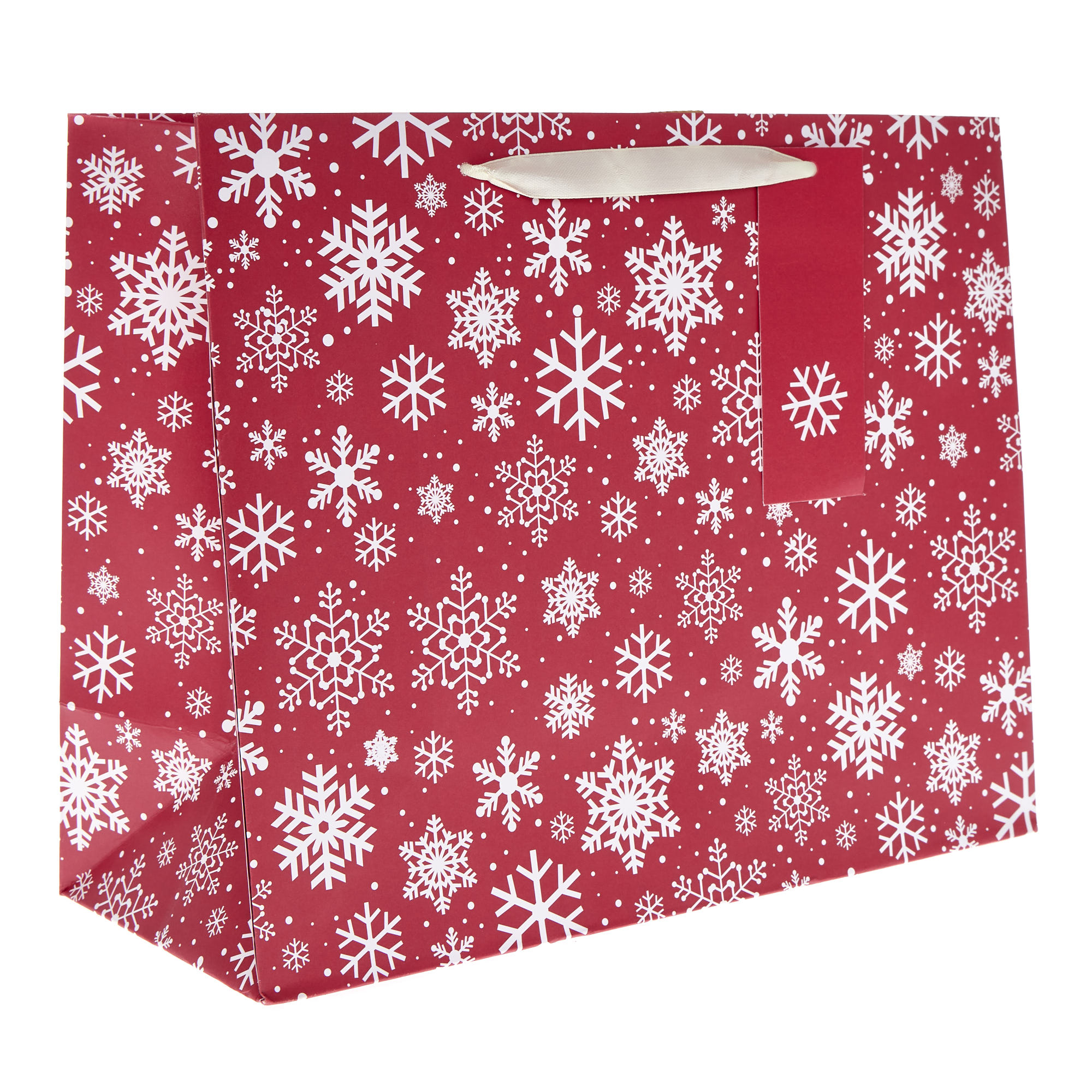 Large Landscape Red & White Snowflakes Gift Bag