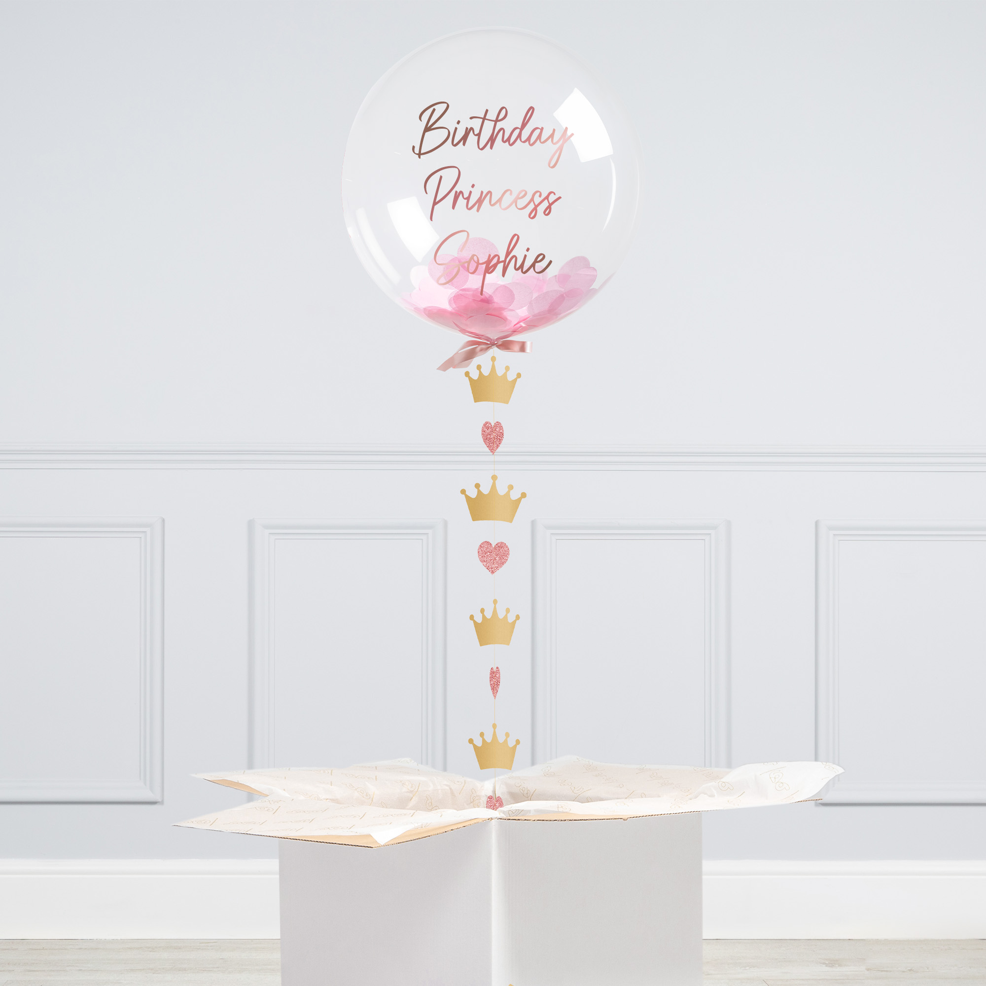 Personalised Princess Confetti Bubble Balloon - Delivered Inflated!