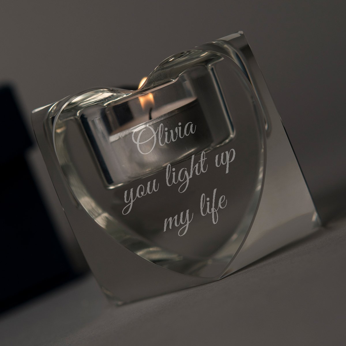 Personalised Optical Crystal Heart Tealight Holder