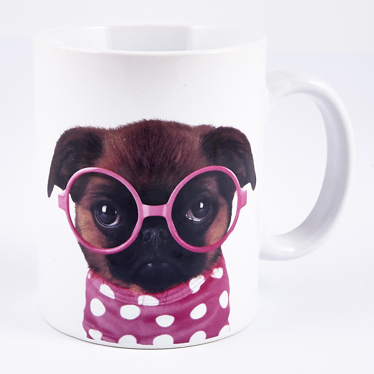 Pug with Pink Glasses Large Mug