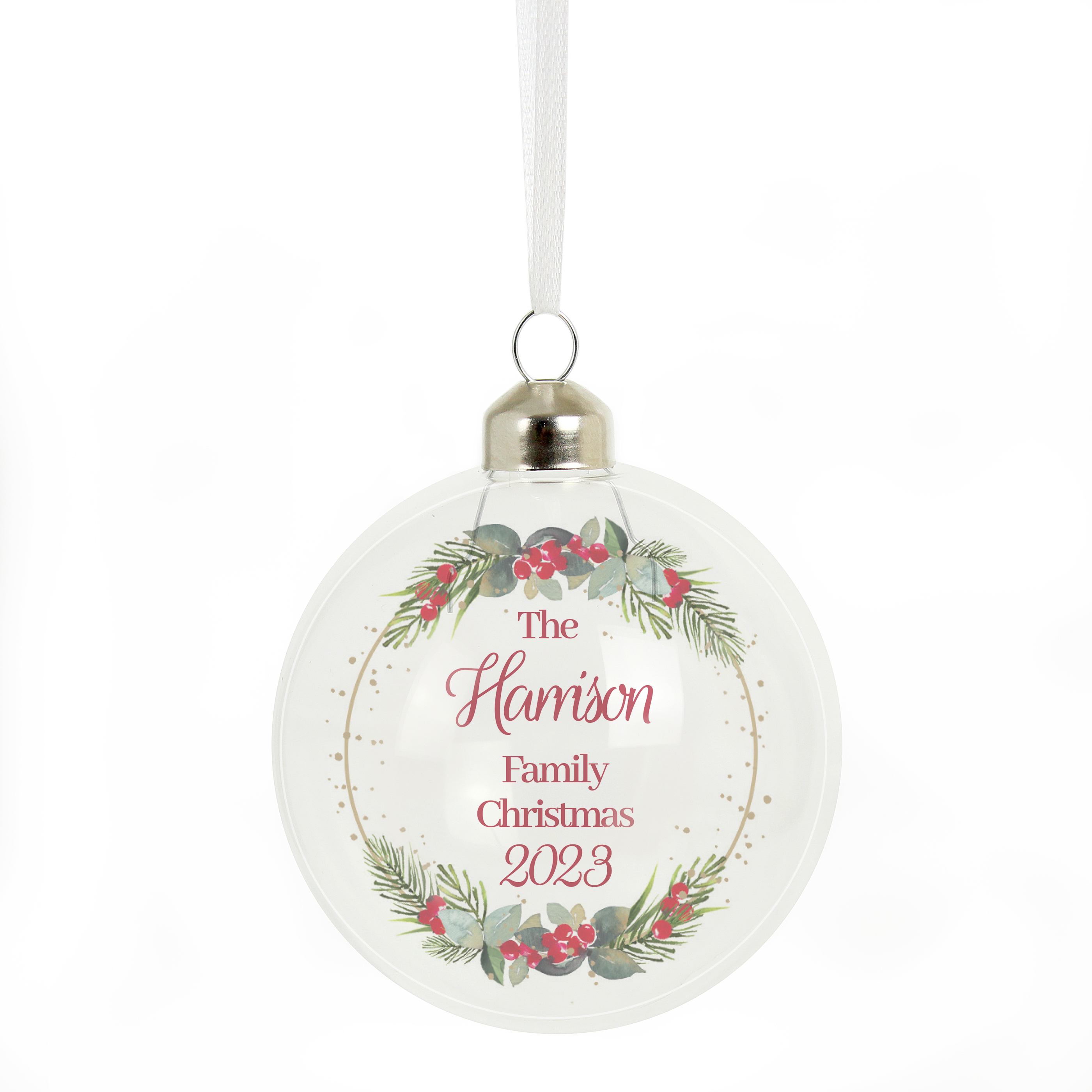 Personalised Family Christmas Glass Bauble