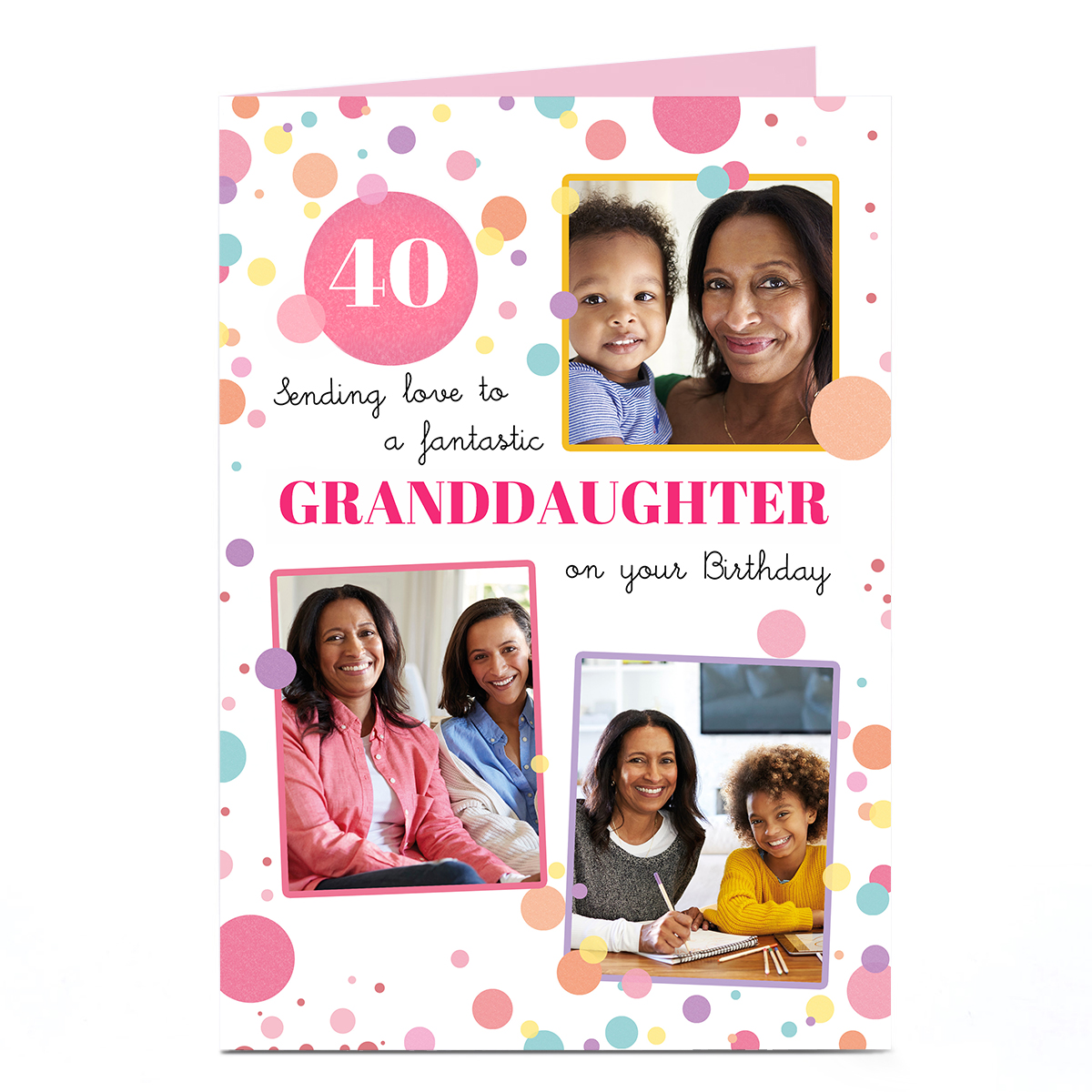 Photo Birthday Card - Colourful Dots Sending Love, Editable Age