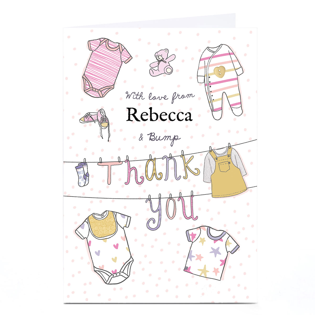 Personalised Thank You Card - From Bump, Pink 
