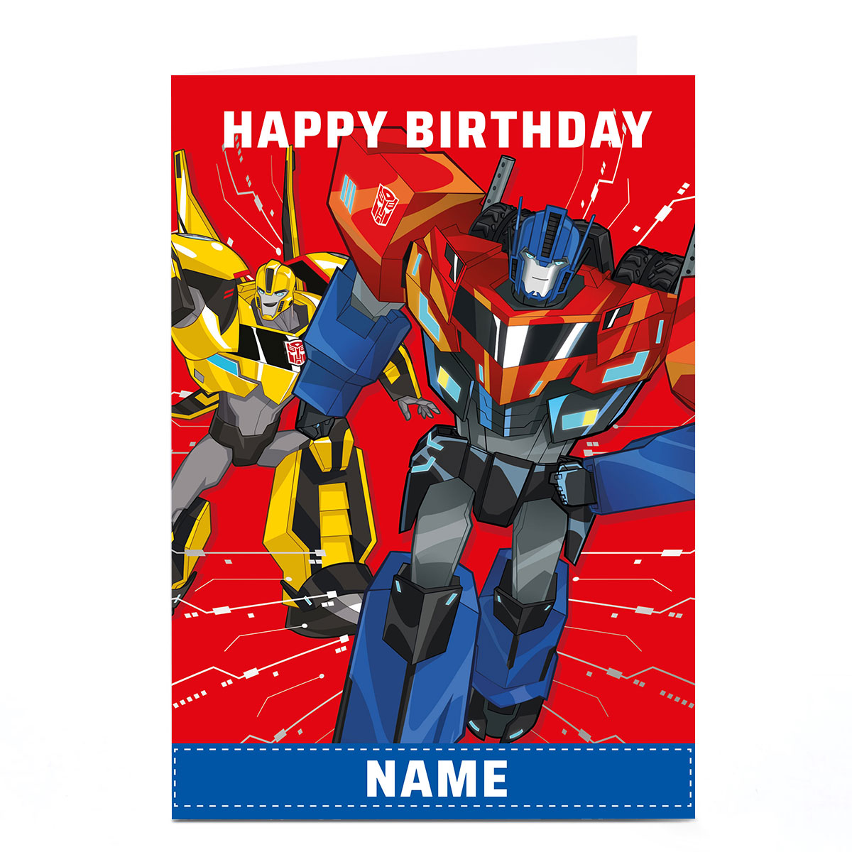 Personalised Birthday Card - Transformers with Message and Name