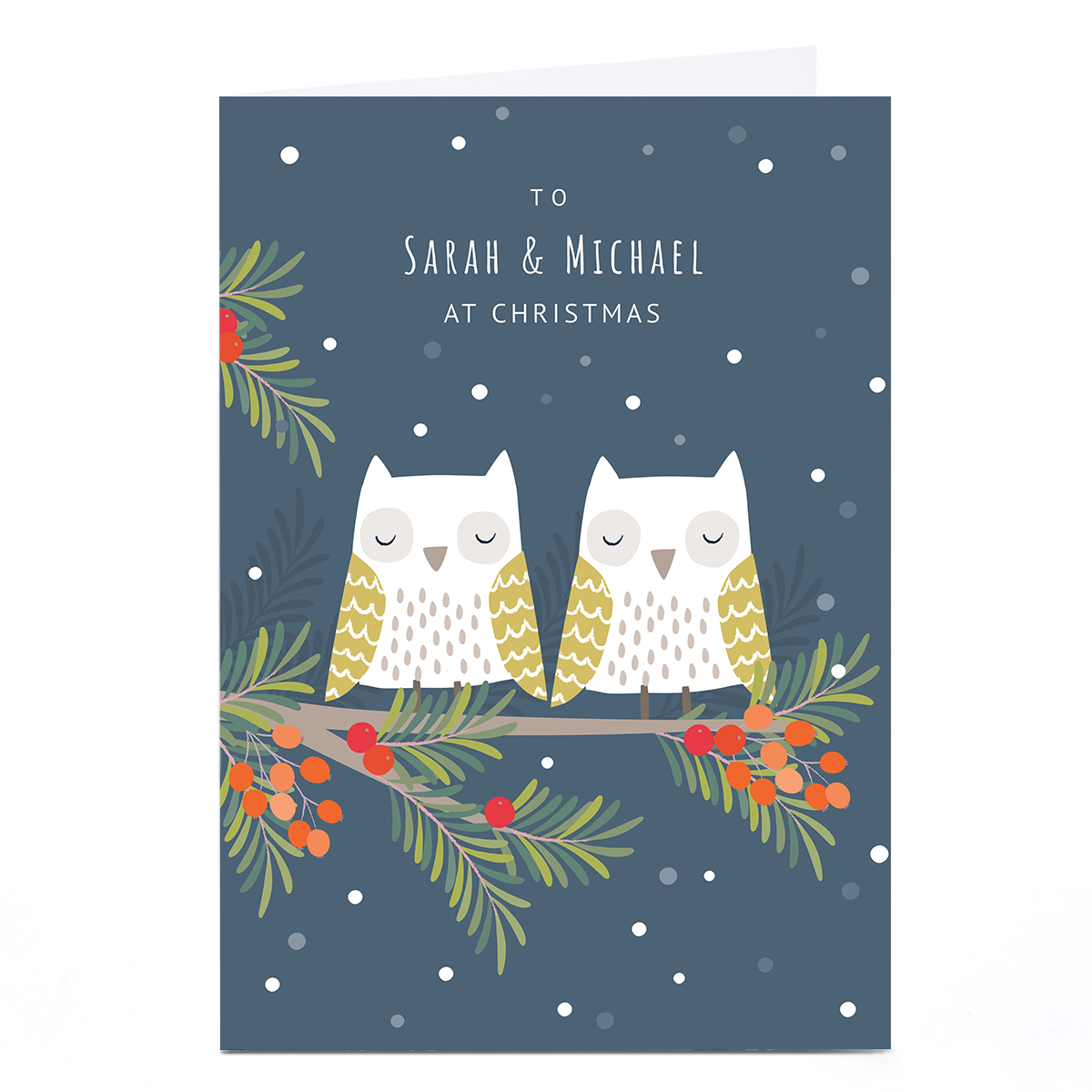 Personalised Klara Hawkins Christmas Card - Owls