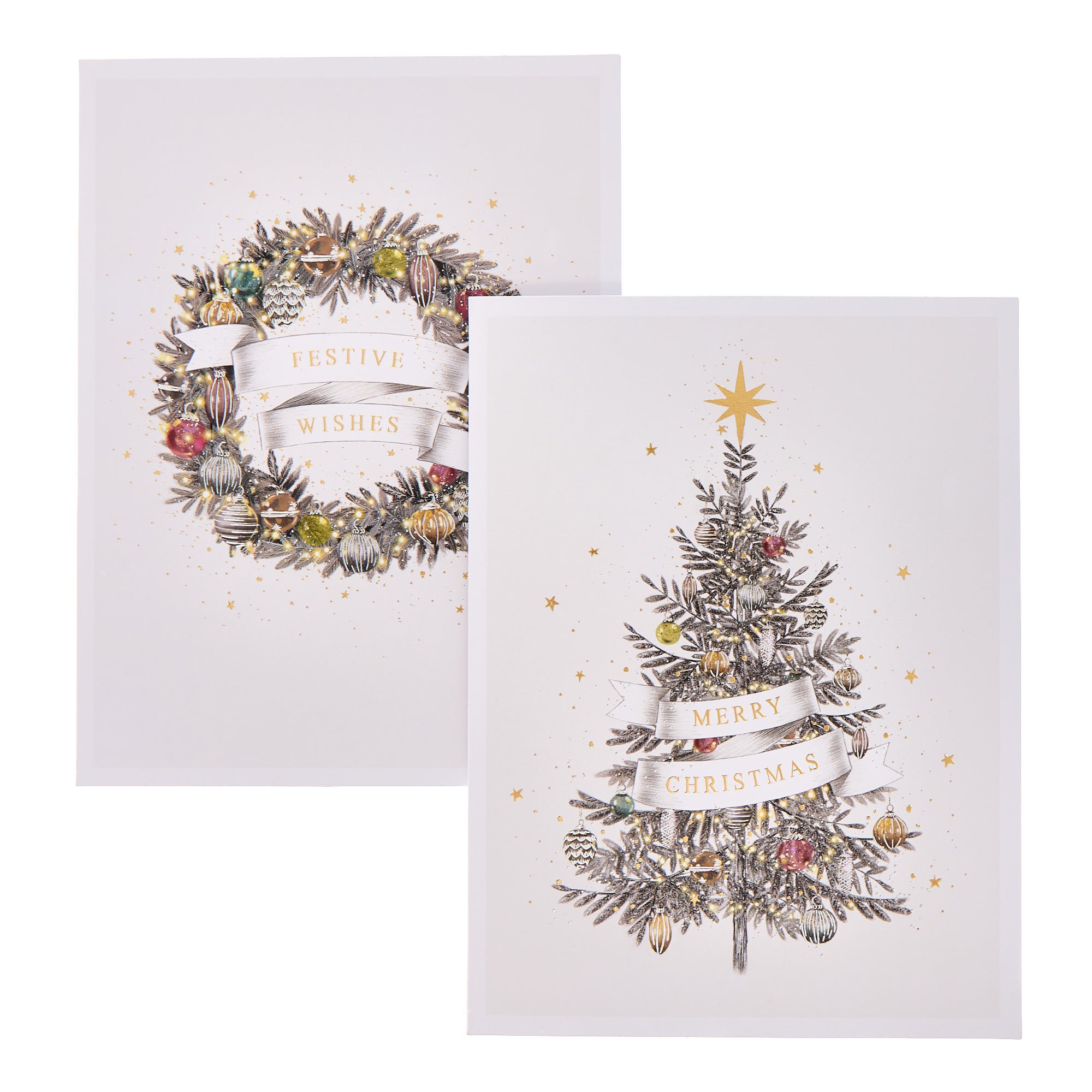 Deluxe Tree & Wreath Charity Christmas Cards - Pack of 10 (2 Designs)