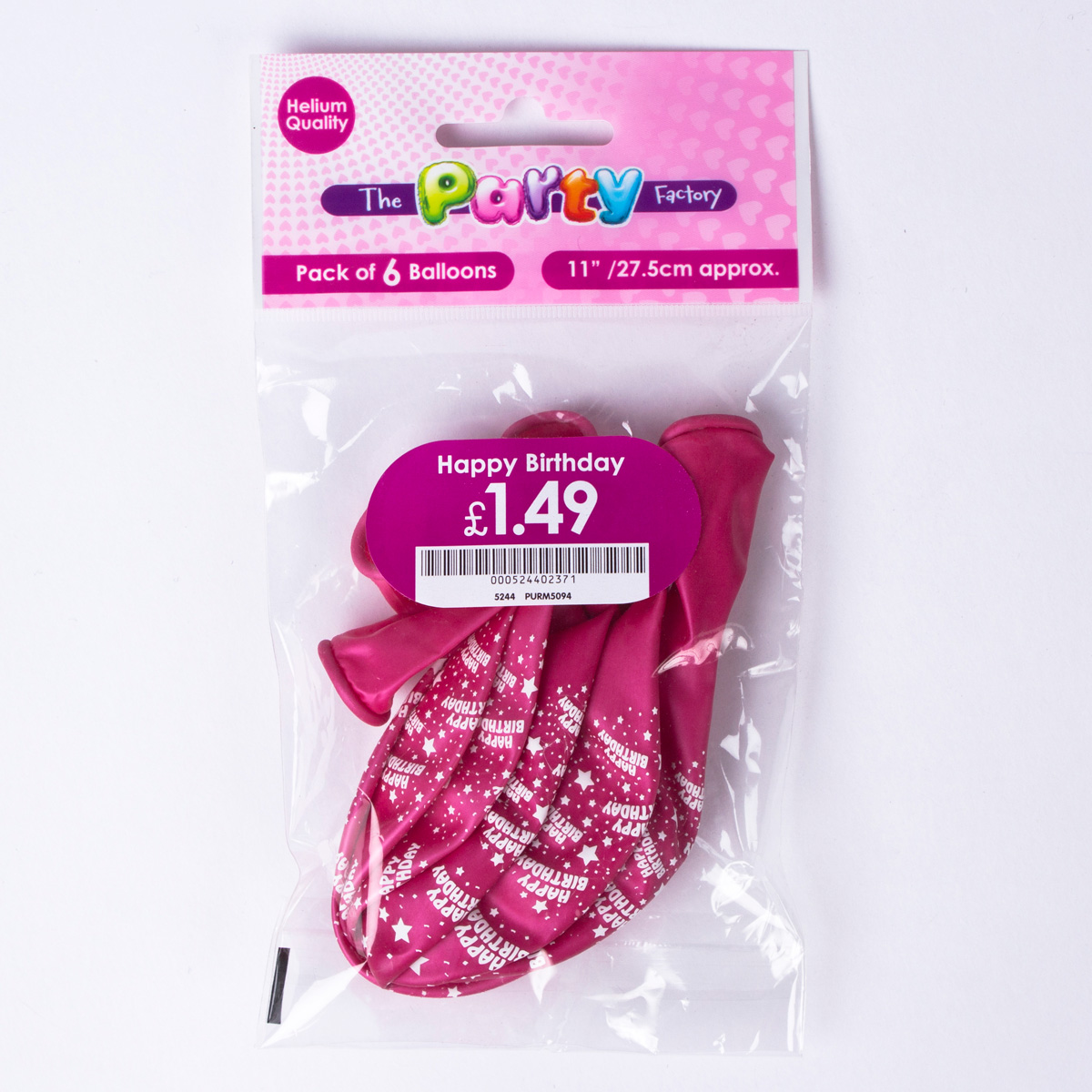 Metallic Pink Happy Birthday Helium Latex Balloons - Pack Of 6