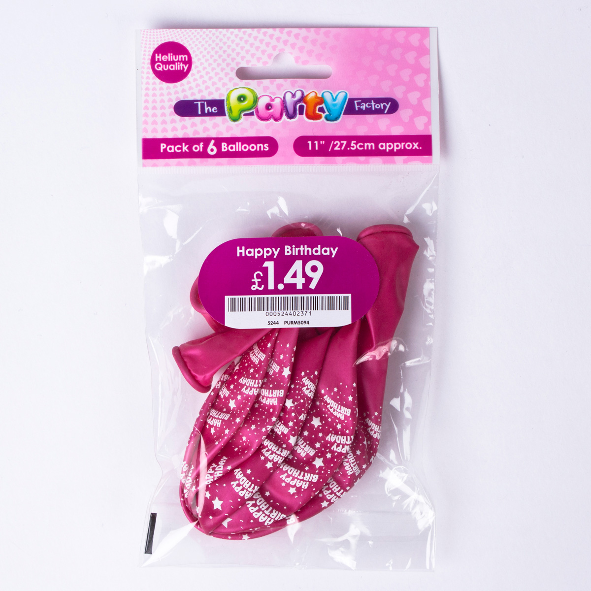 Metallic Pink Happy Birthday Latex Balloons - Pack Of 6