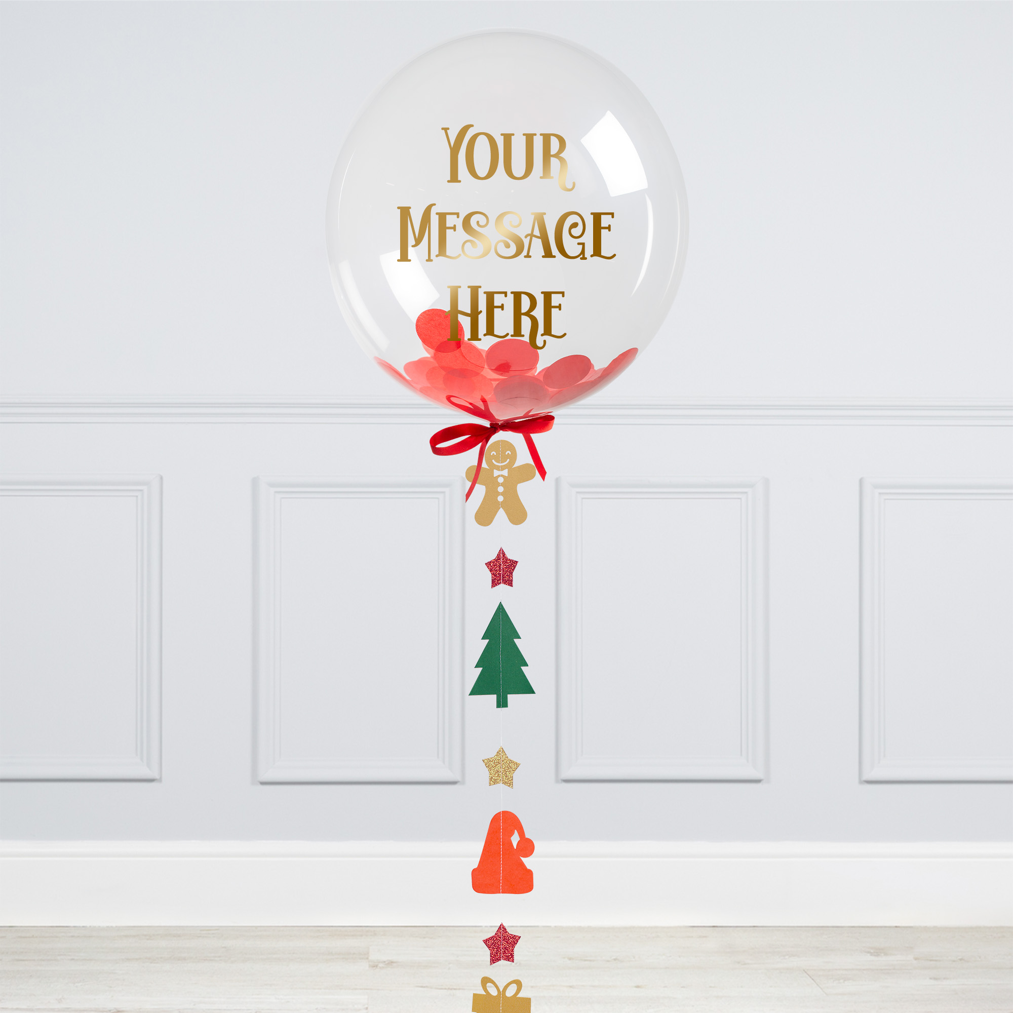 Personalised Merry & Bright Confetti Bubble Balloon - Delivered Inflated!