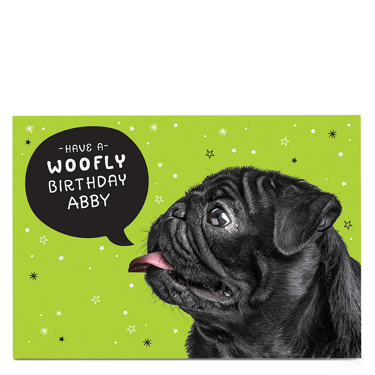 Personalised Birthday Card - Woofly Birthday Pug