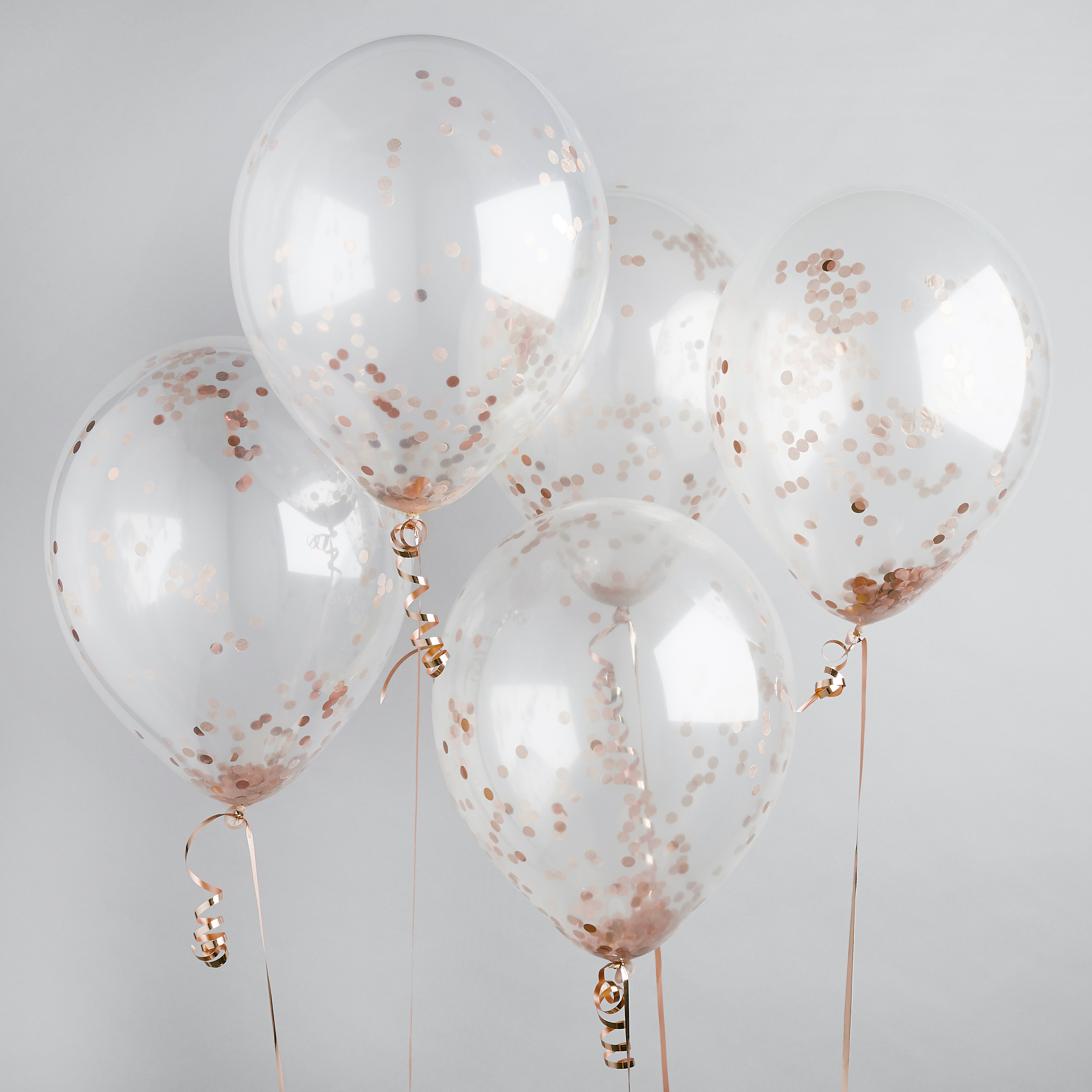 Metallic Rose Gold Confetti 12 Inch Latex Balloons - Pack of 5