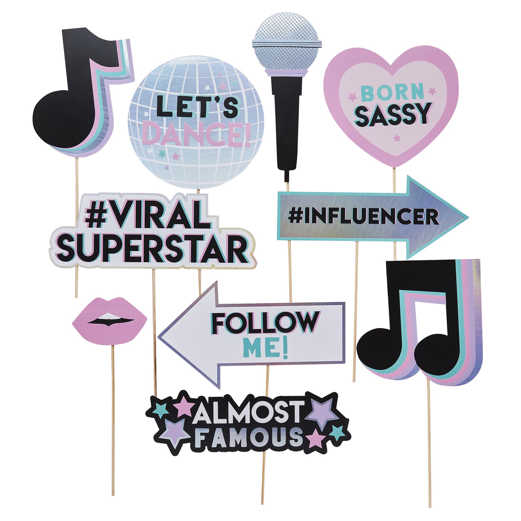 Let's Dance Card Photo Props - Pack of 10